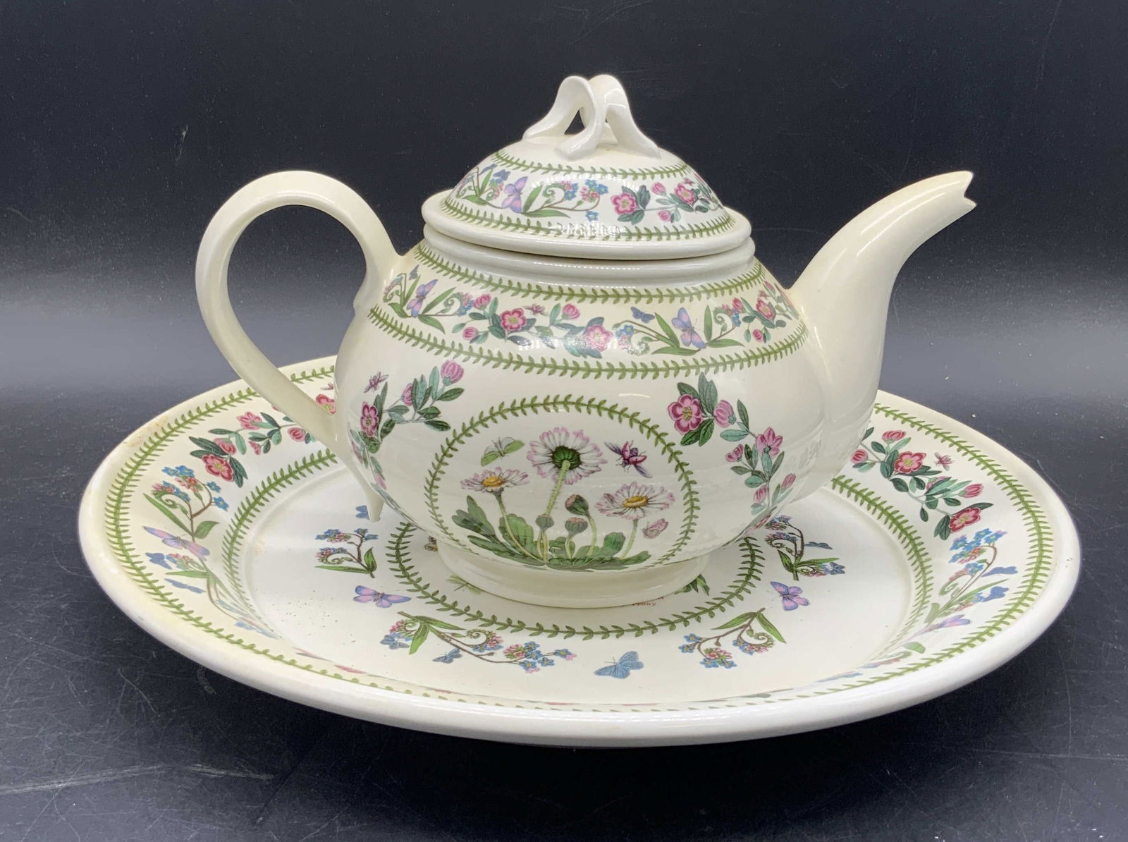 Lot 2 PORTMEIRION Floral Ceramic Teapot & Plate (1 of 11)