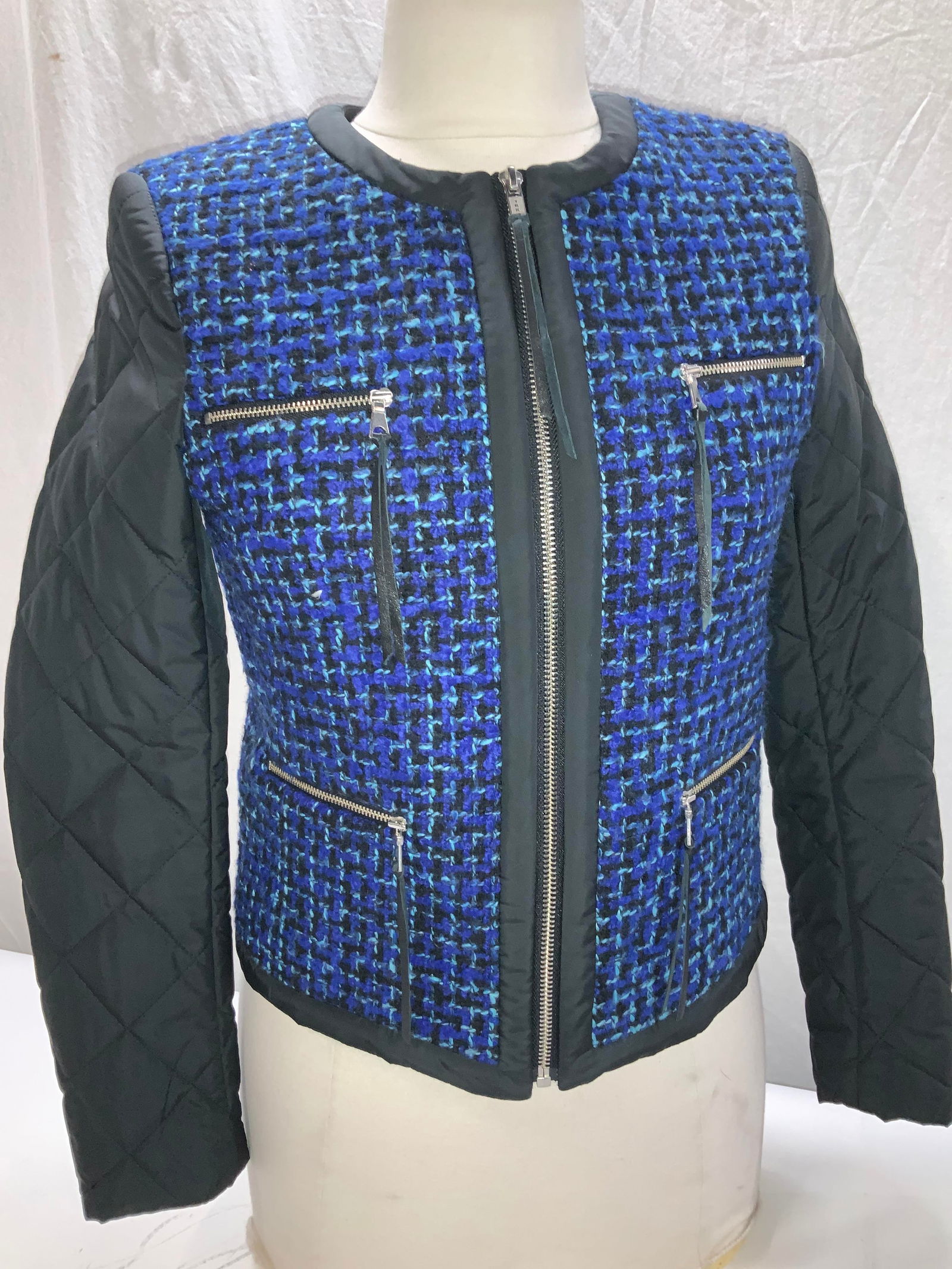 SANDRO Quilted Tweed Lightweight Jacket, NWT (1 of 7)