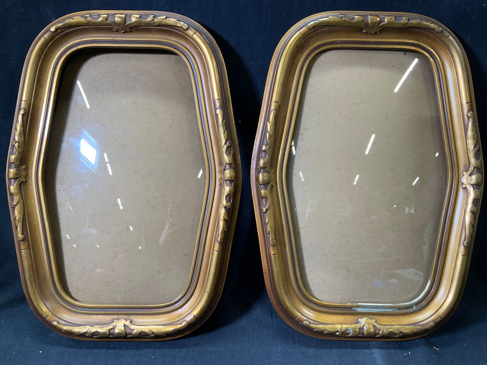 Twin Gilt Wood Concave Glass Hanging Frames (1 of 10)