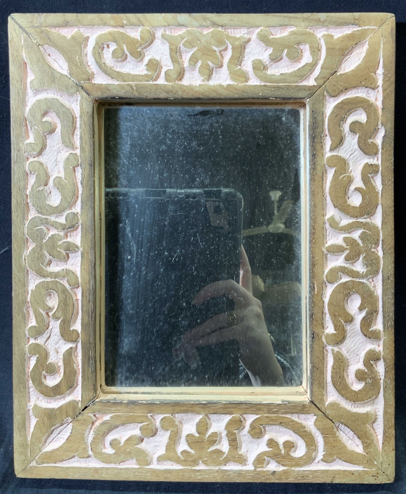 Pink Art Nouveau Wood Framed Mirror (1 of 7)