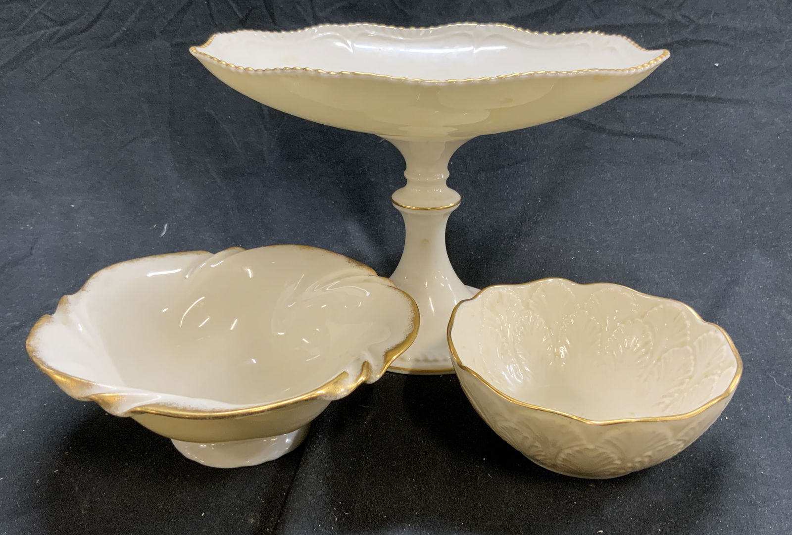 LENOX Lot 3 Porc Tazza & Bowls W Gilt Rims (1 of 6)