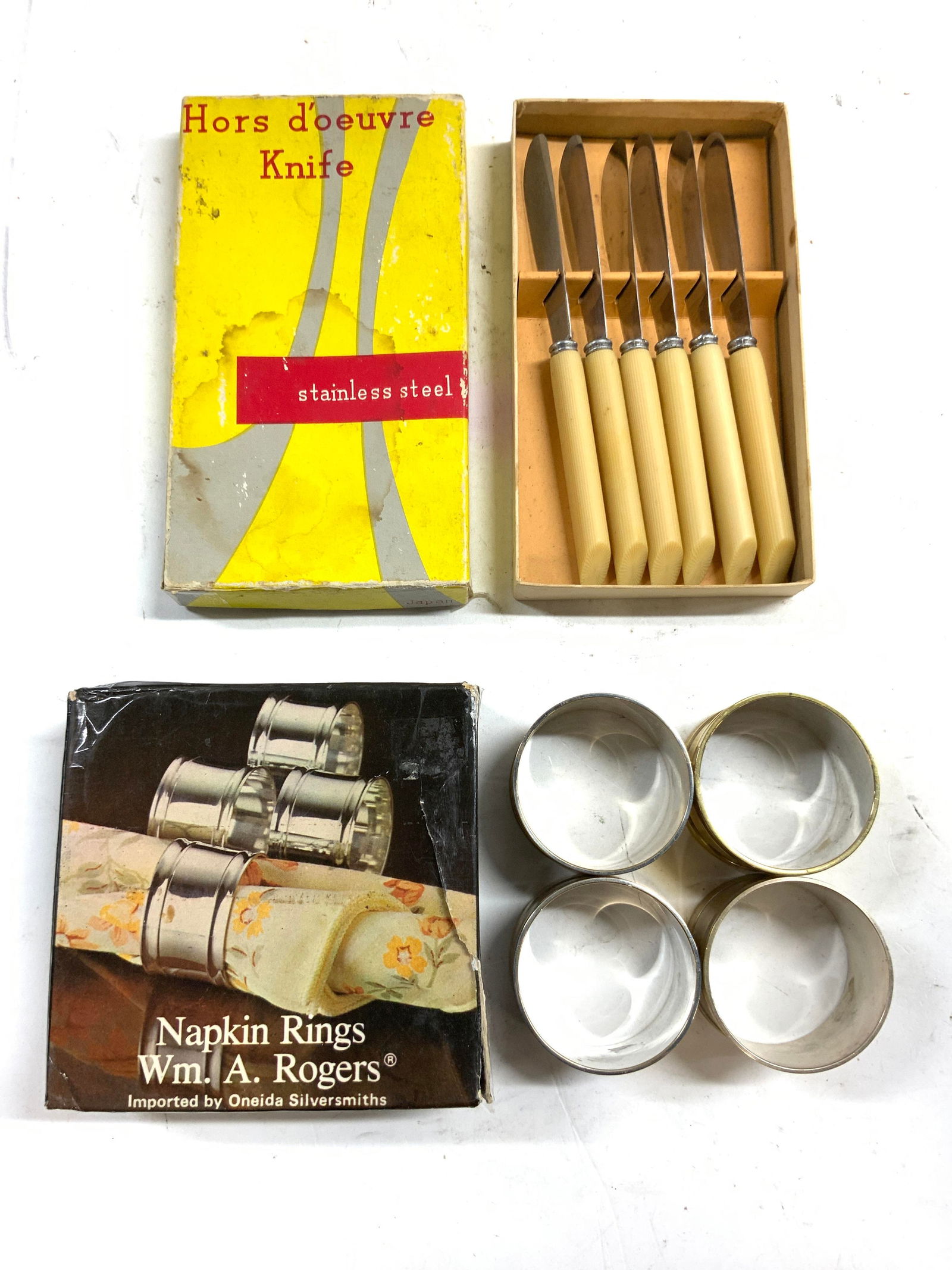 Silver Pl Nap Rings & Hors Doeuvres Knives w Bxs (1 of 6)