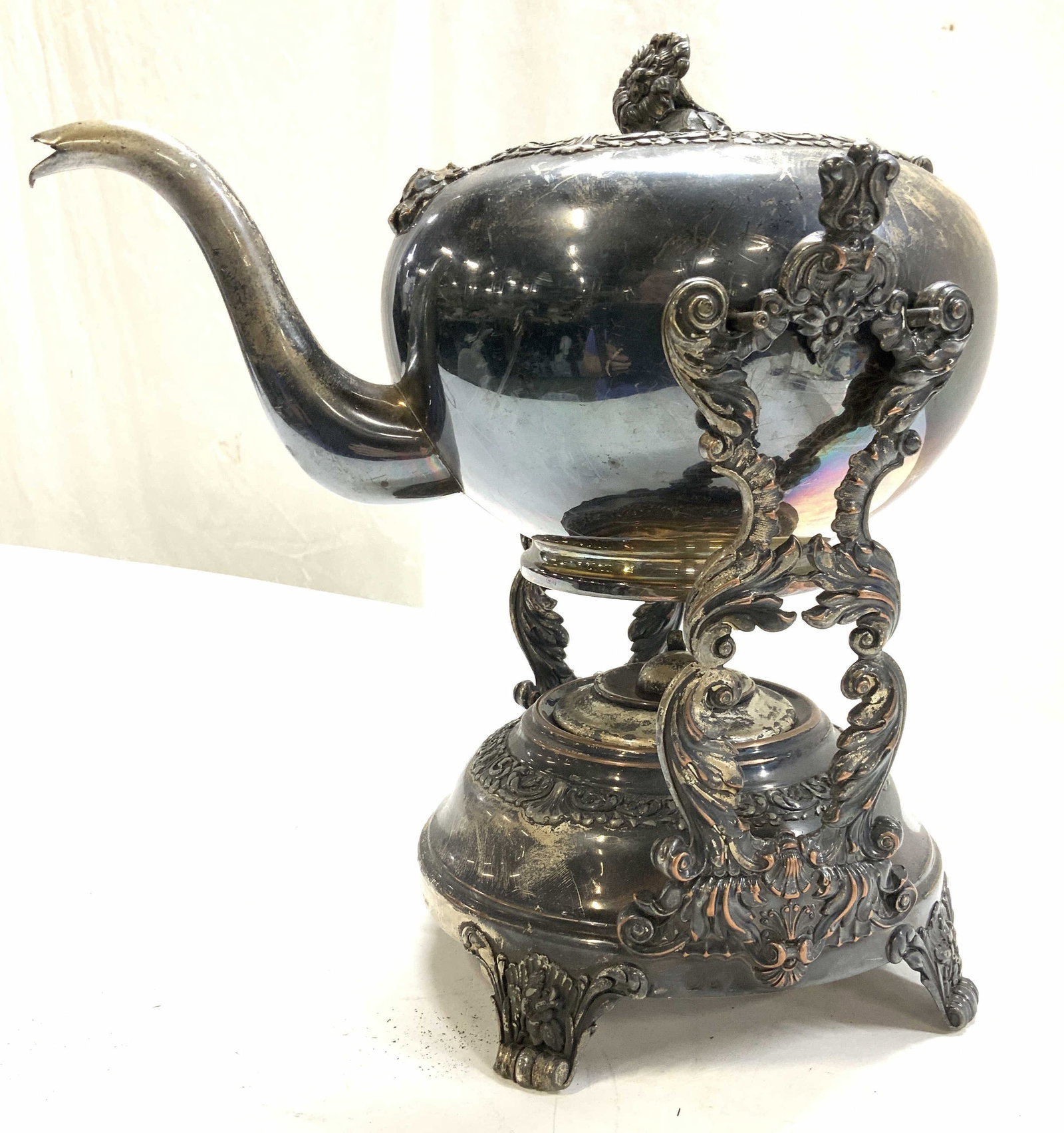 Antq C. Balain  Double Plated Tilting Tea Kettle (1 of 8)