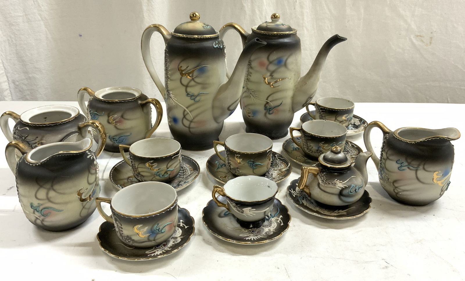 WALES Set 20 Hand Painted Asian Porc Tea Set (1 of 8)