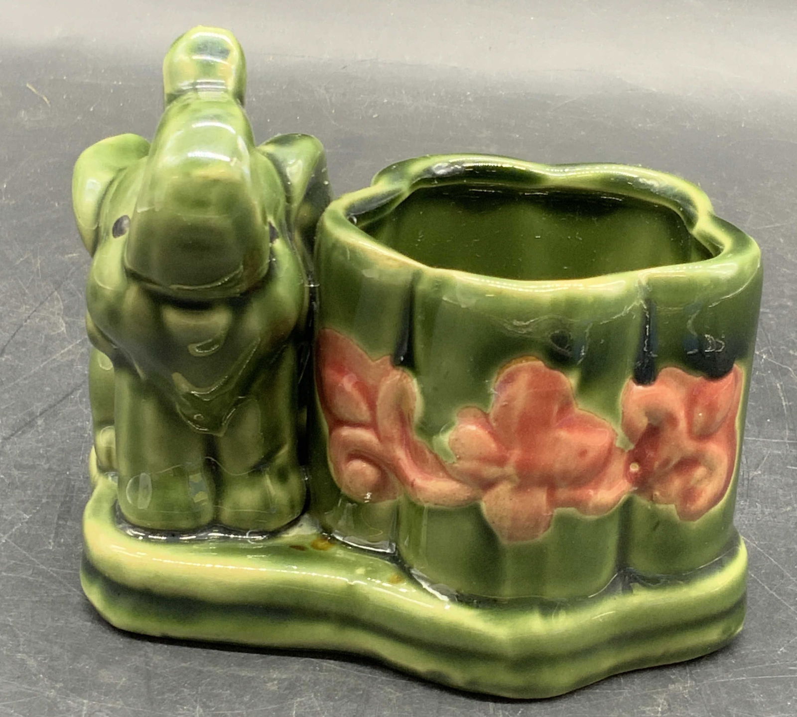 Vintage Glazed Ceramic Elephant Figural Planter (1 of 8)