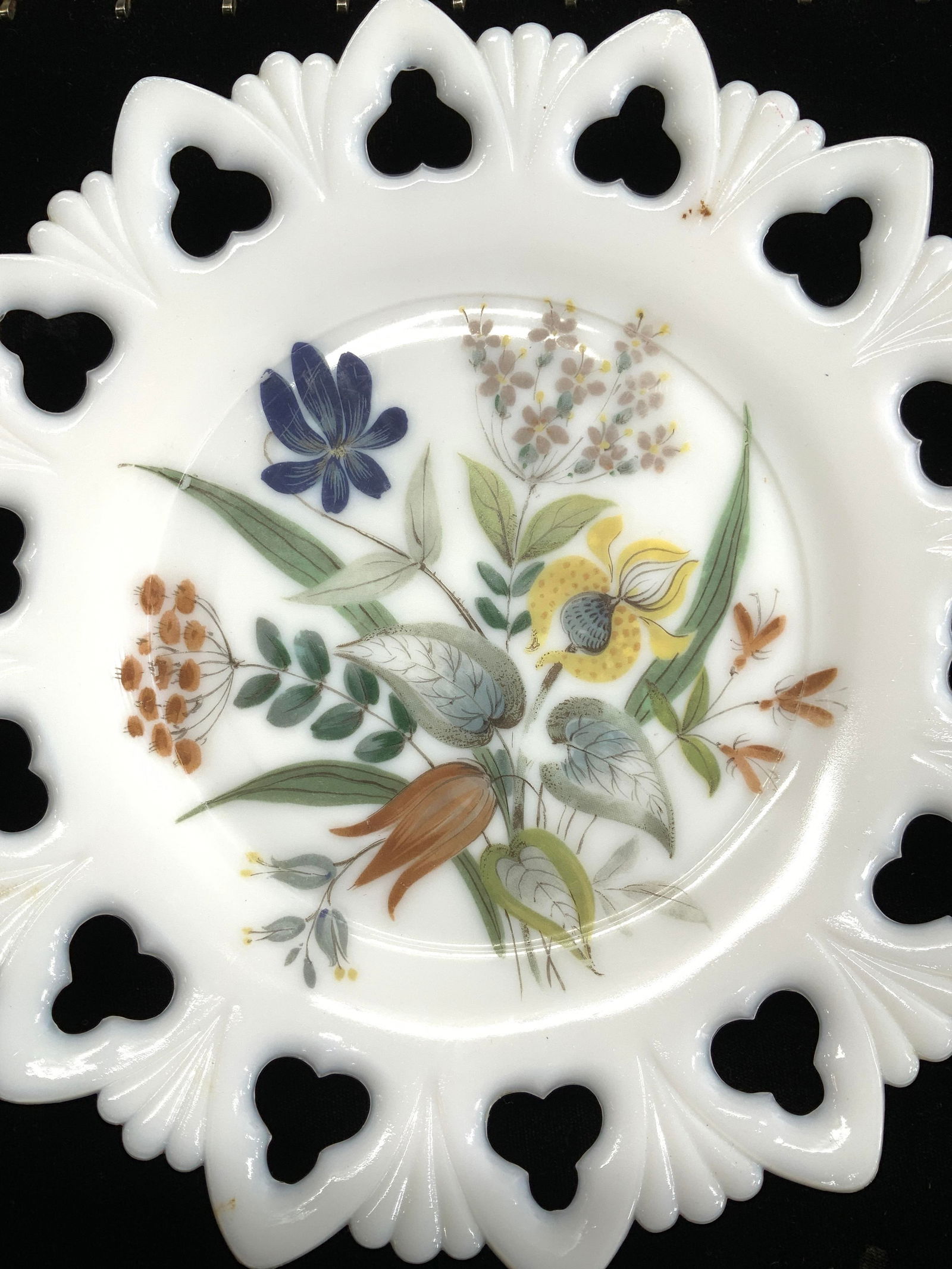Painted Milk Glass Plate (1 of 6)