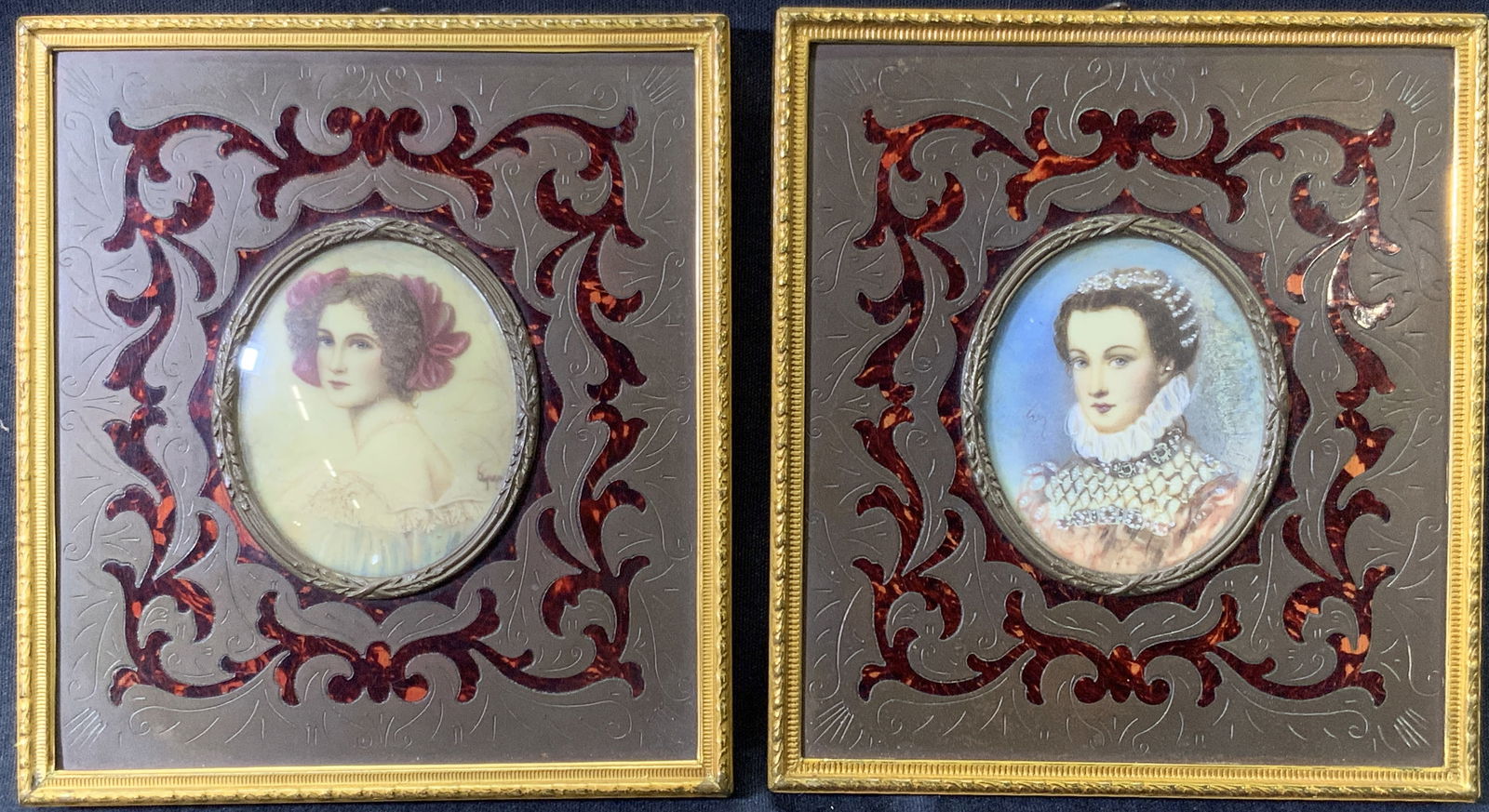 Gilt Framed Hand-Painted Miniature Portraits (1 of 9)