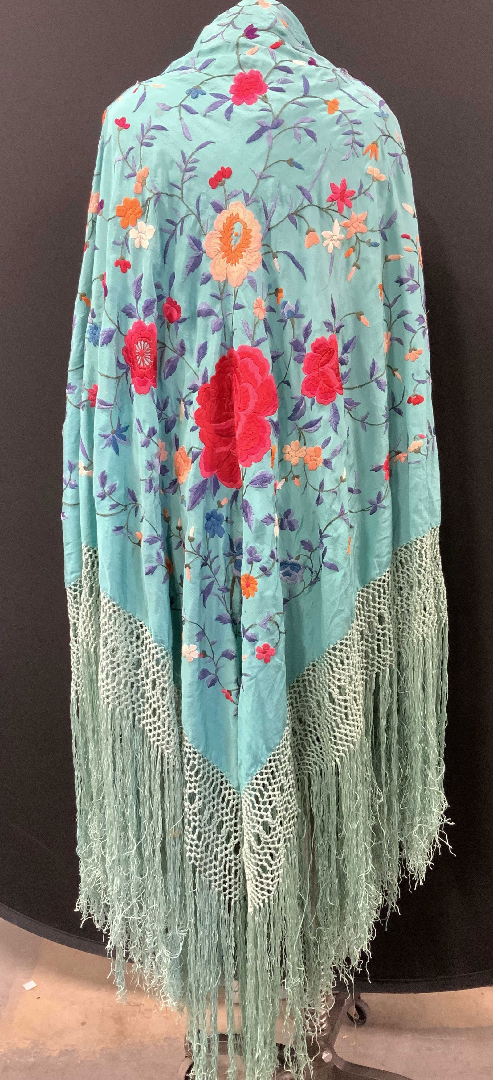 Spanish Flamenco Embroidered Silk Floral Shawl (1 of 11)