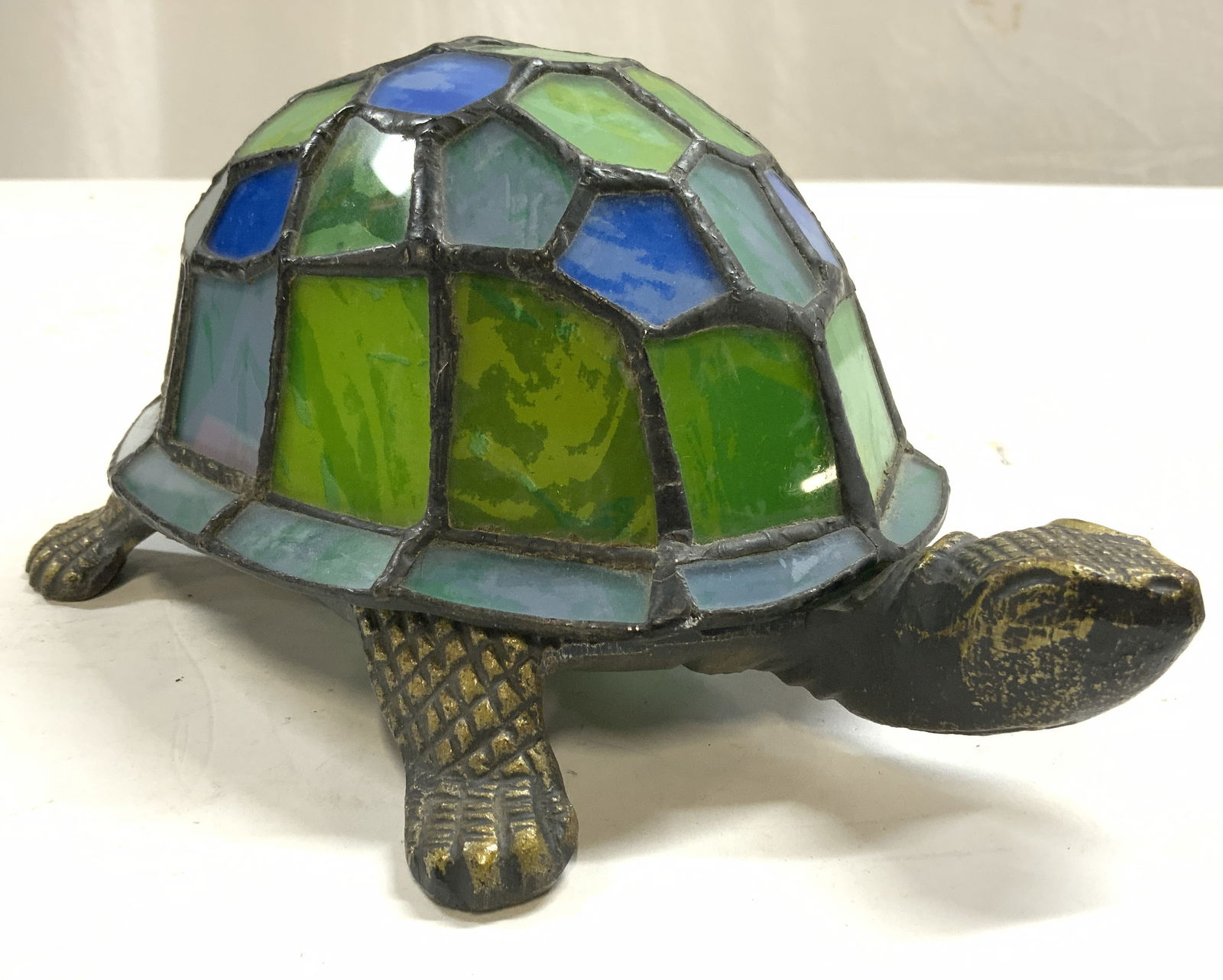 Stained Glass & Metal Turtle Table Lamp (1 of 7)