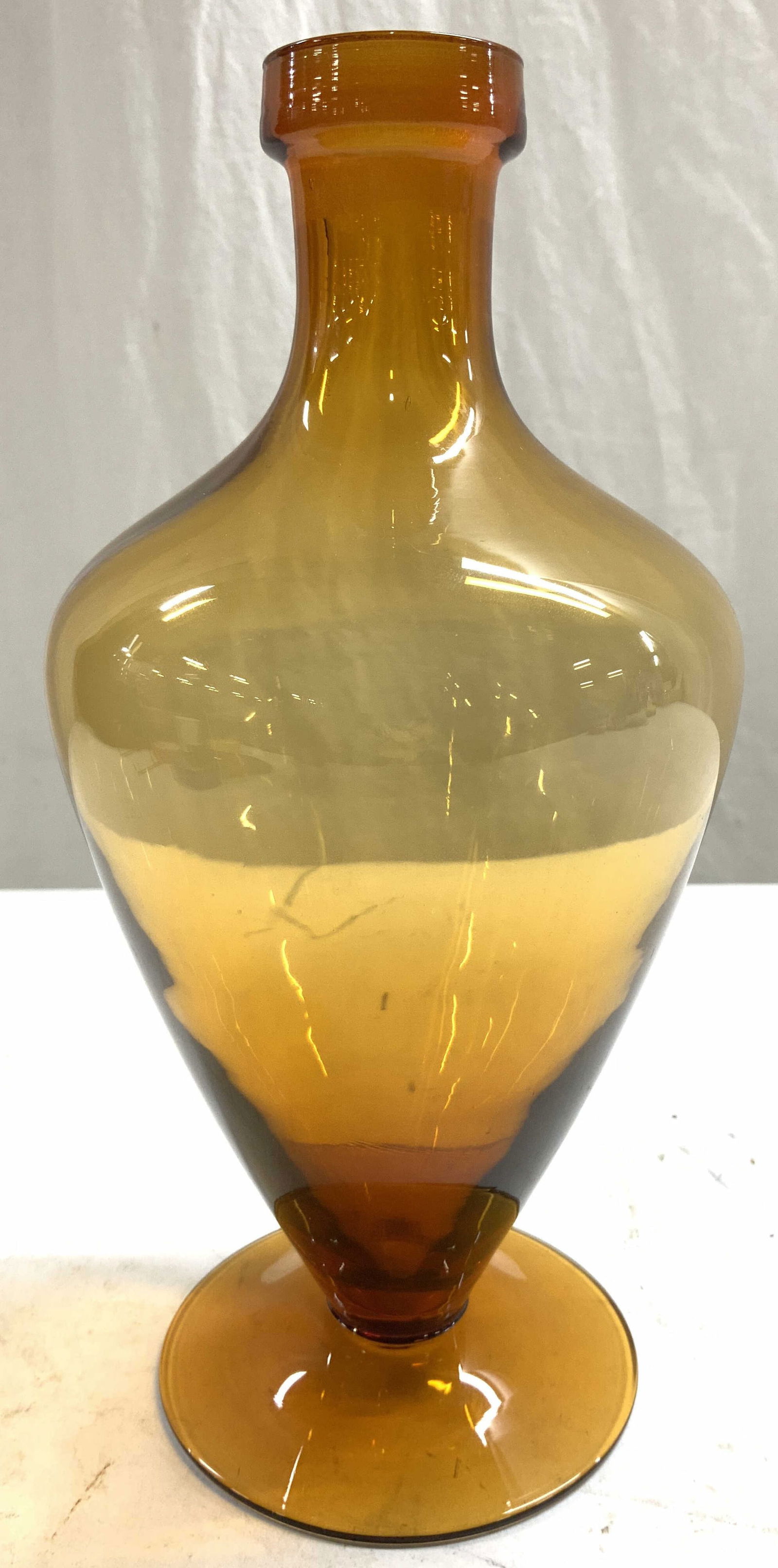 Footed Art Glass Vase Vessel Orange (1 of 6)