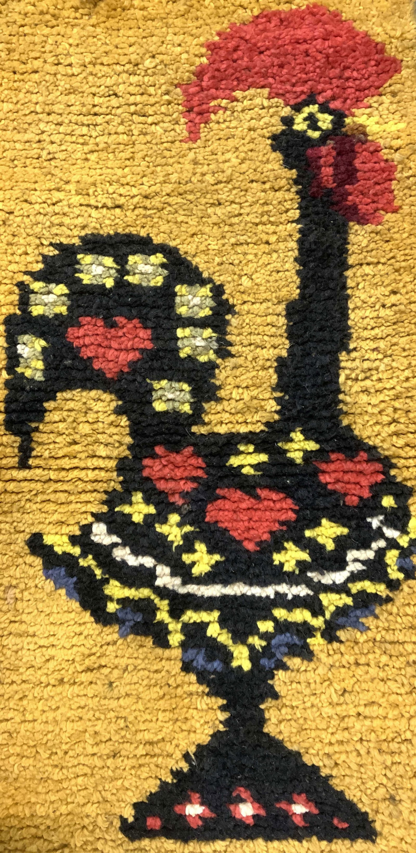 Vintage Woven Yarn Rooster Rug W Fringes (1 of 7)