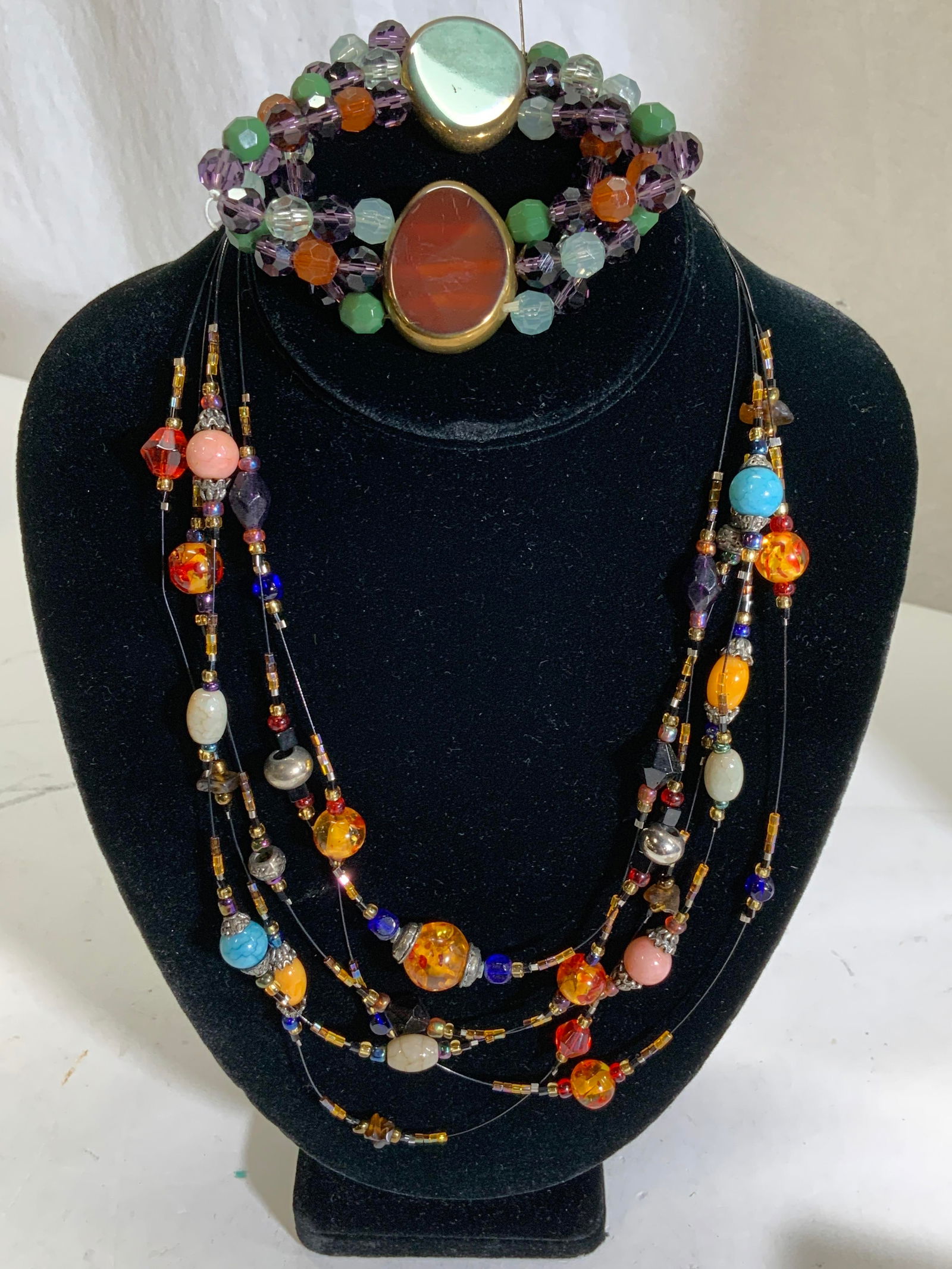 2 Hand Crafted Art Glass Necklace & Bead Bracelet (1 of 8)