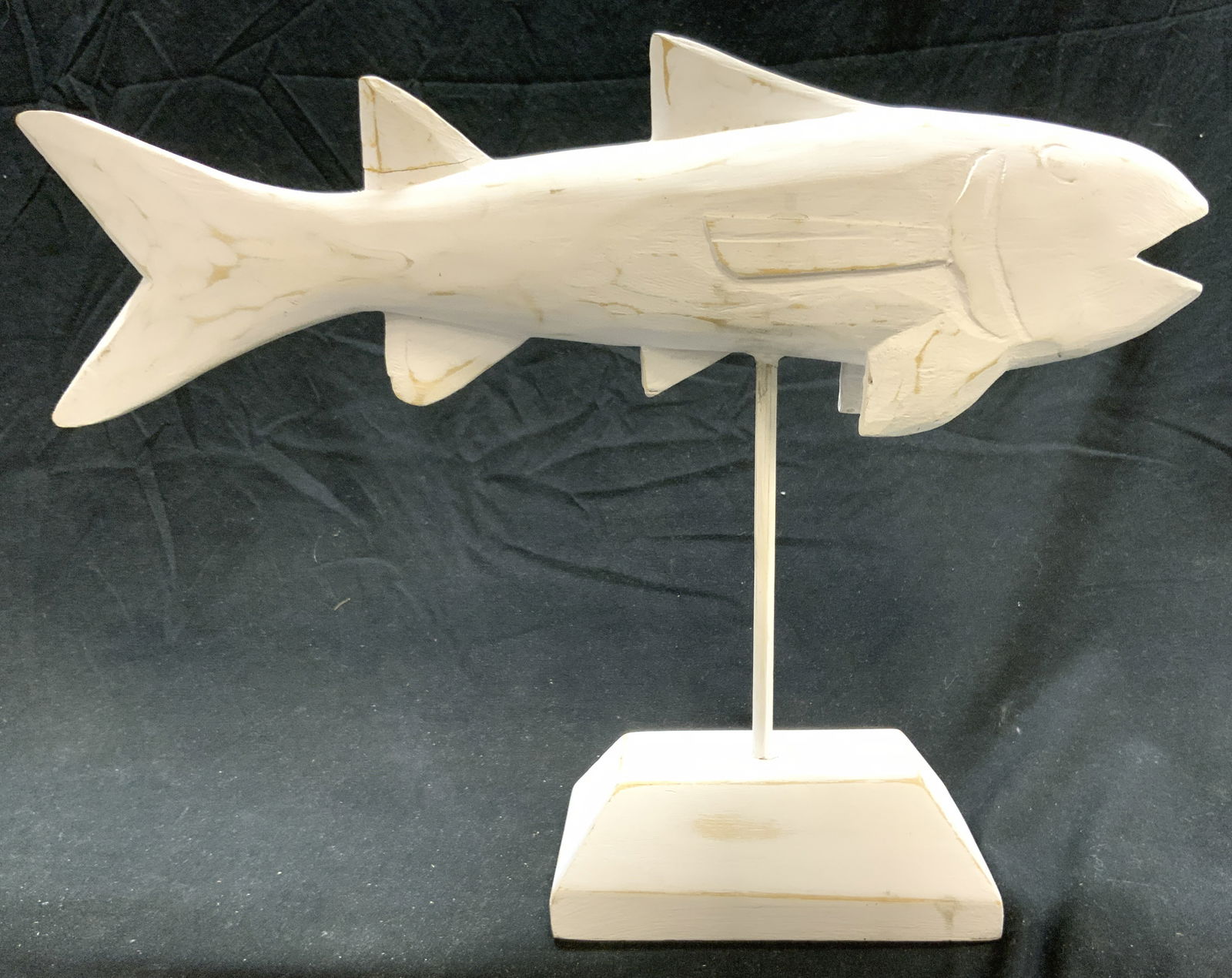Carved Wooden Fish Figural White 16in Long (1 of 7)