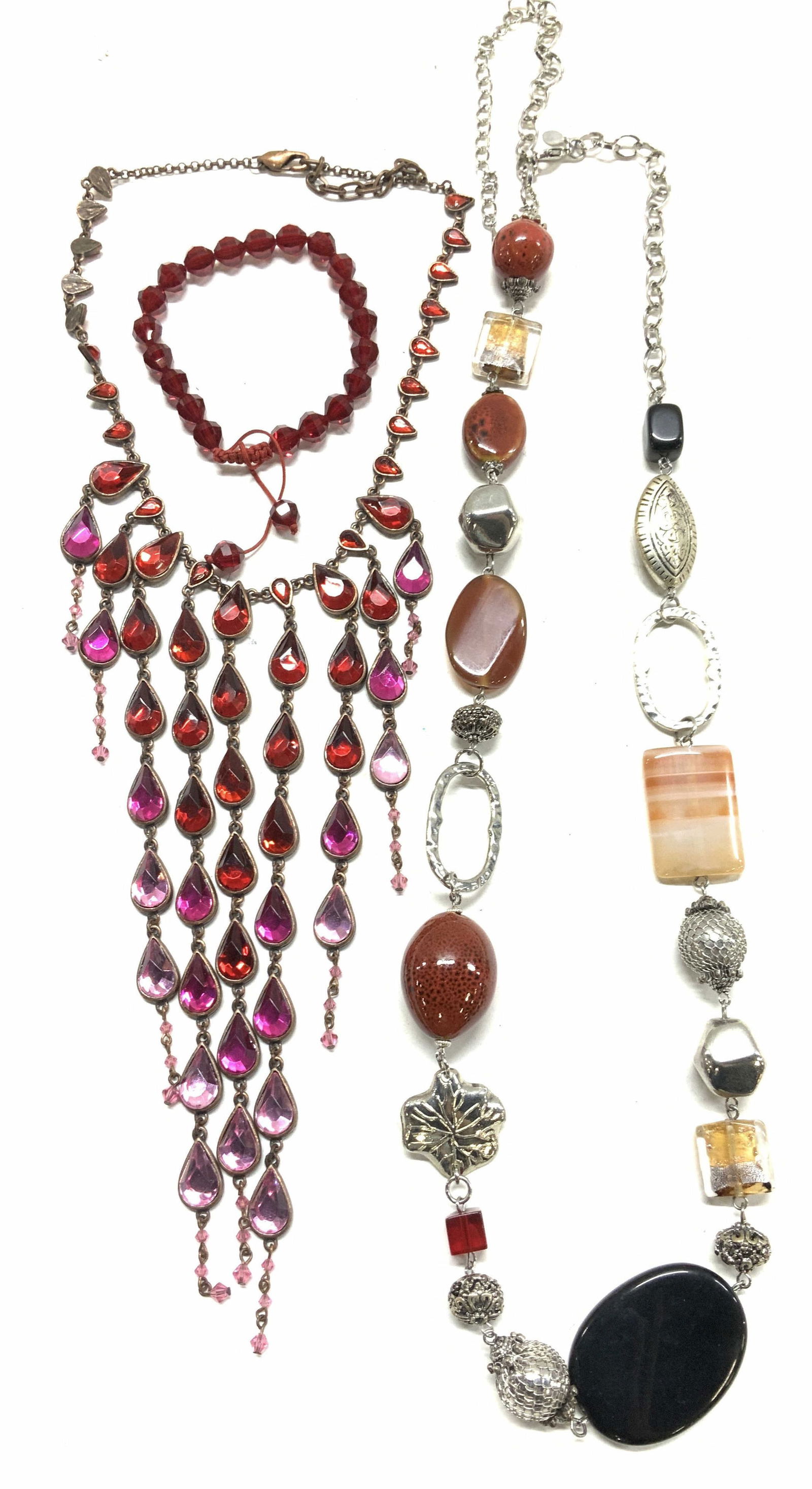 3 PD Metal & Gem Necklace, Bib Neck. Bead Bracelet (1 of 8)