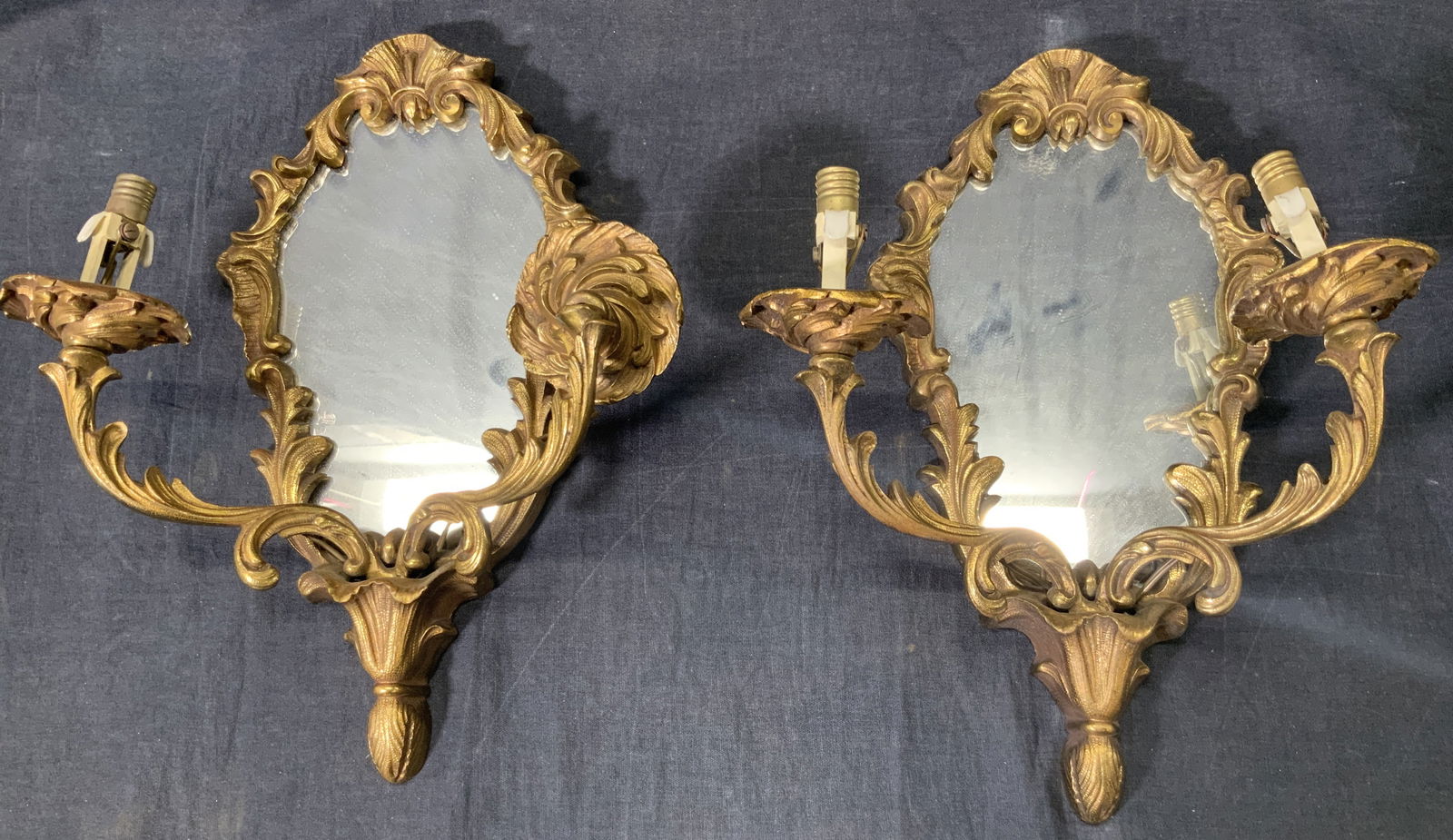 Vintage Pair of Gilt Bronze Mirror Sconces (1 of 10)
