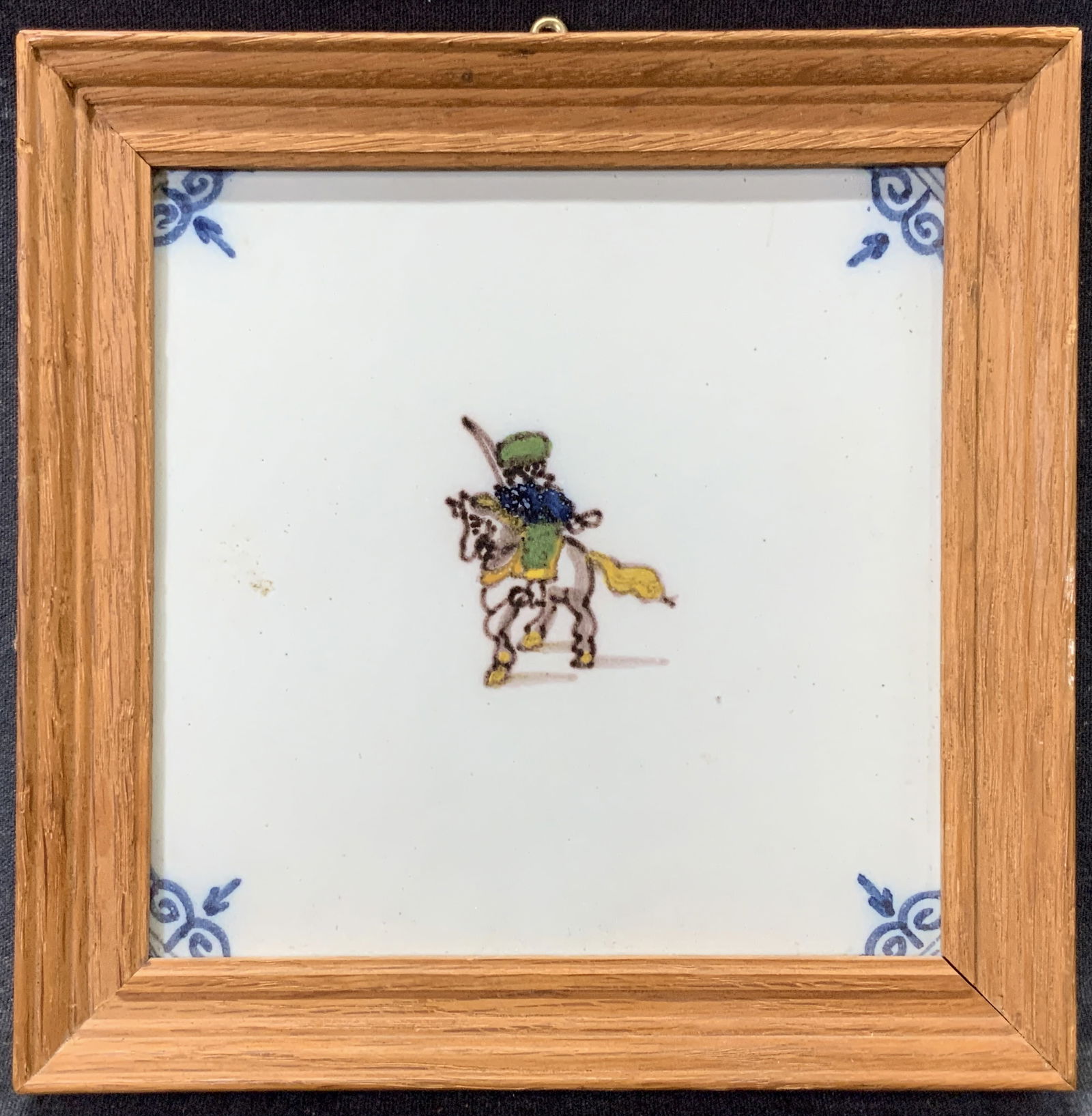 Framed Dutch Makkum Tile Man on Horse (1 of 8)