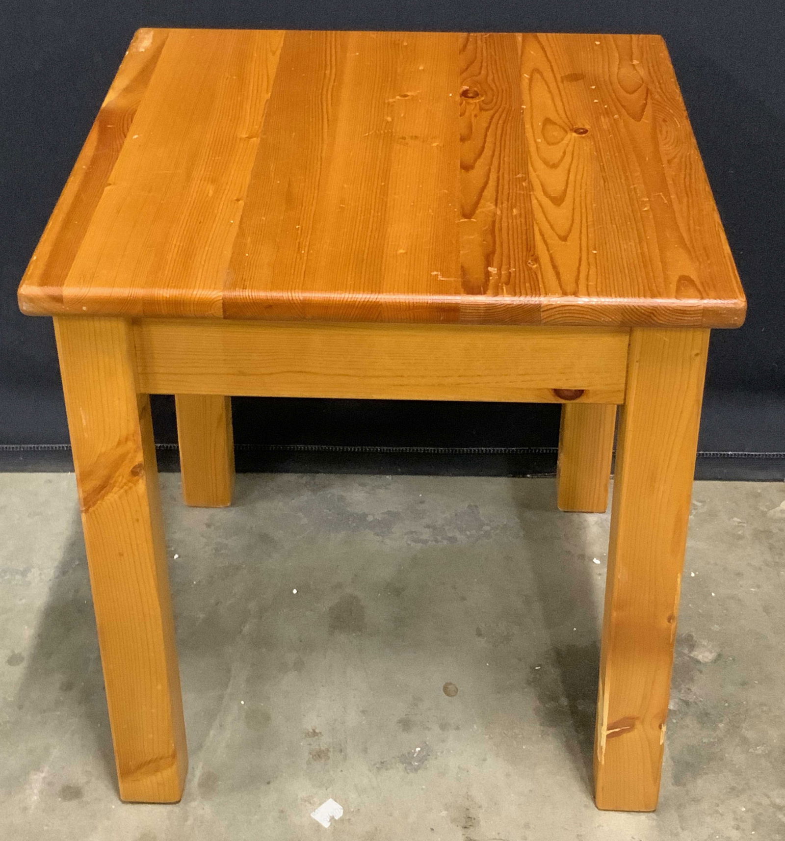 Vintage Square Top Pine Side Table (1 of 7)