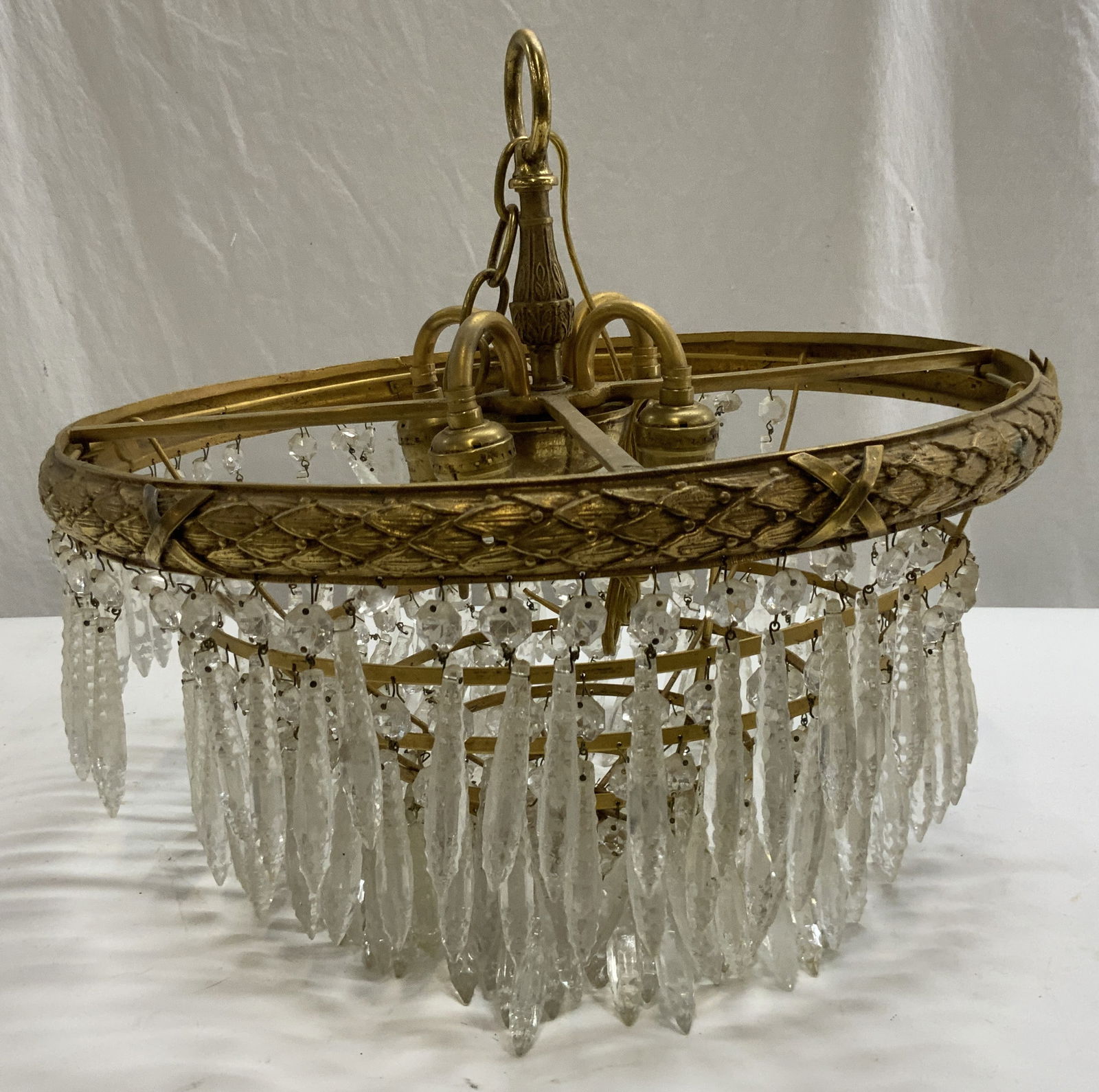 Vintage Tiered Gilded Metal Chandelier (1 of 9)