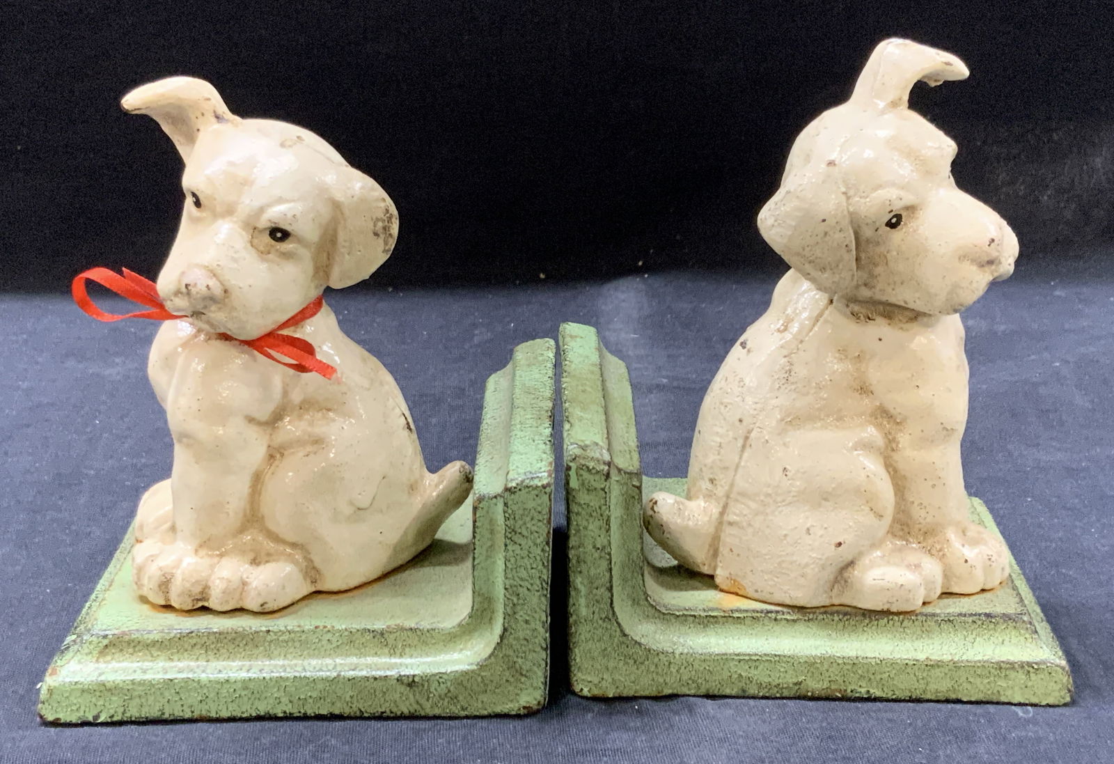 Pr Vntg Cast Iron Painted Dog Bookends (1 of 7)