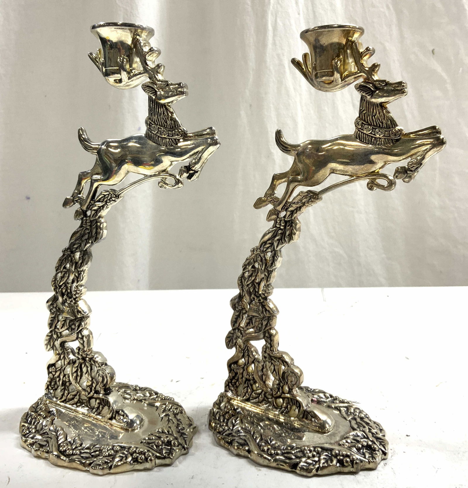 GODINGER Silver Plated Pr Reindeer Candlesticks (1 of 8)