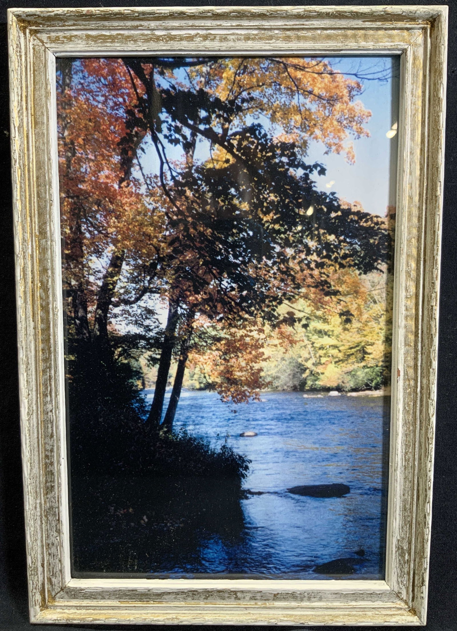 Framed Fall Foliage River Bank Photograph (1 of 9)