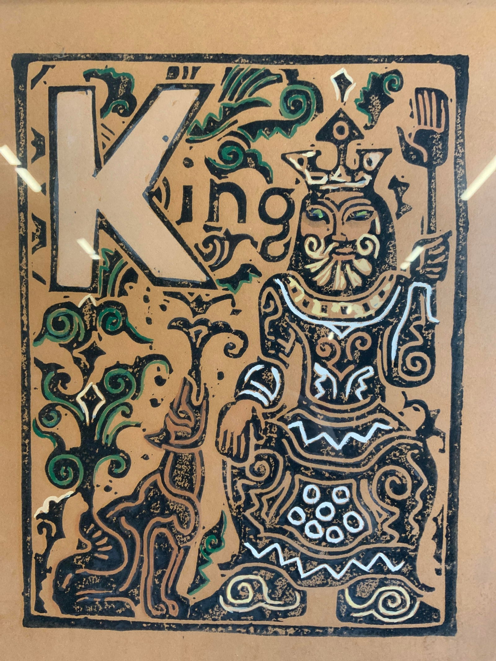 Walter Anderson Framed  K  Alphabet Block Print (1 of 9)