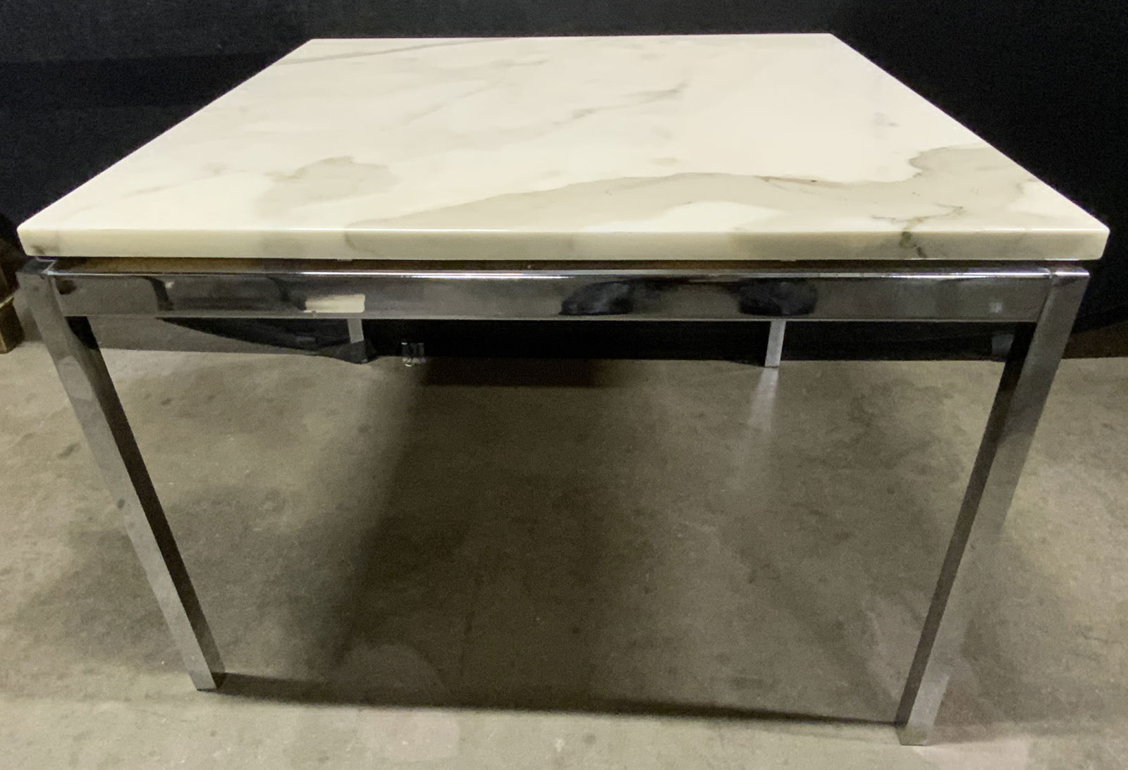 Italian Square Marble Top Metal Base Side Table (1 of 7)