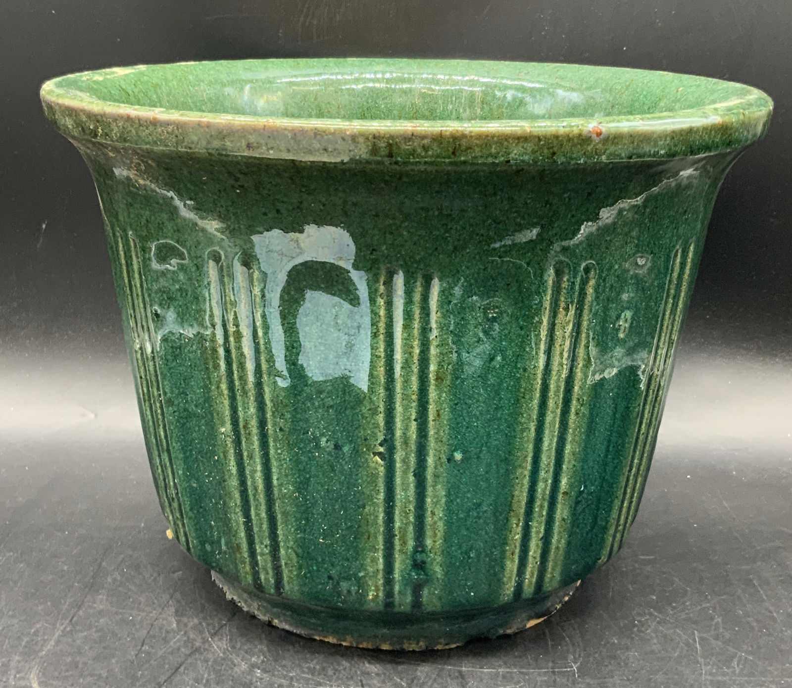 Vintage Green Glazed Pottery Planter (1 of 9)