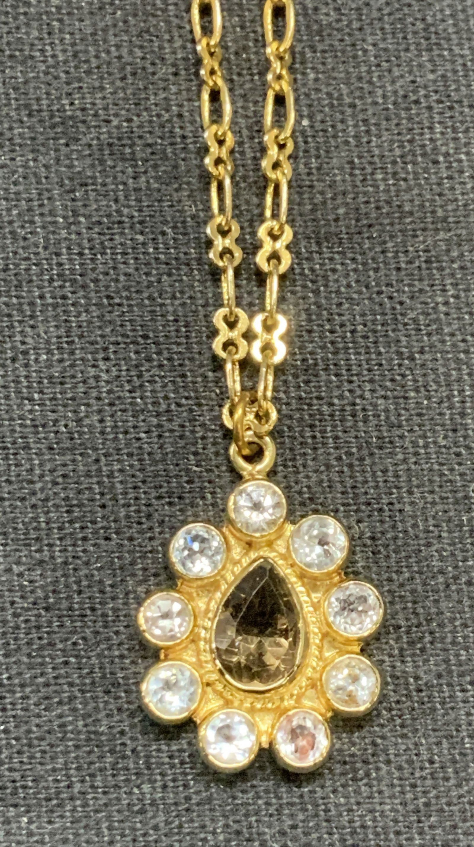 Gold Tn Sterling Silver Crystal Pendant Necklace (1 of 6)