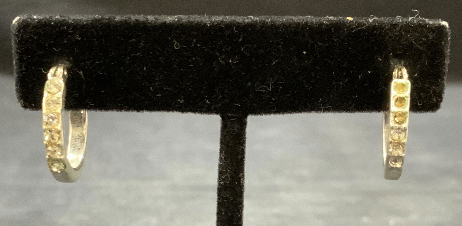 Silver Tone Crystal Hoop Earrings (1 of 6)