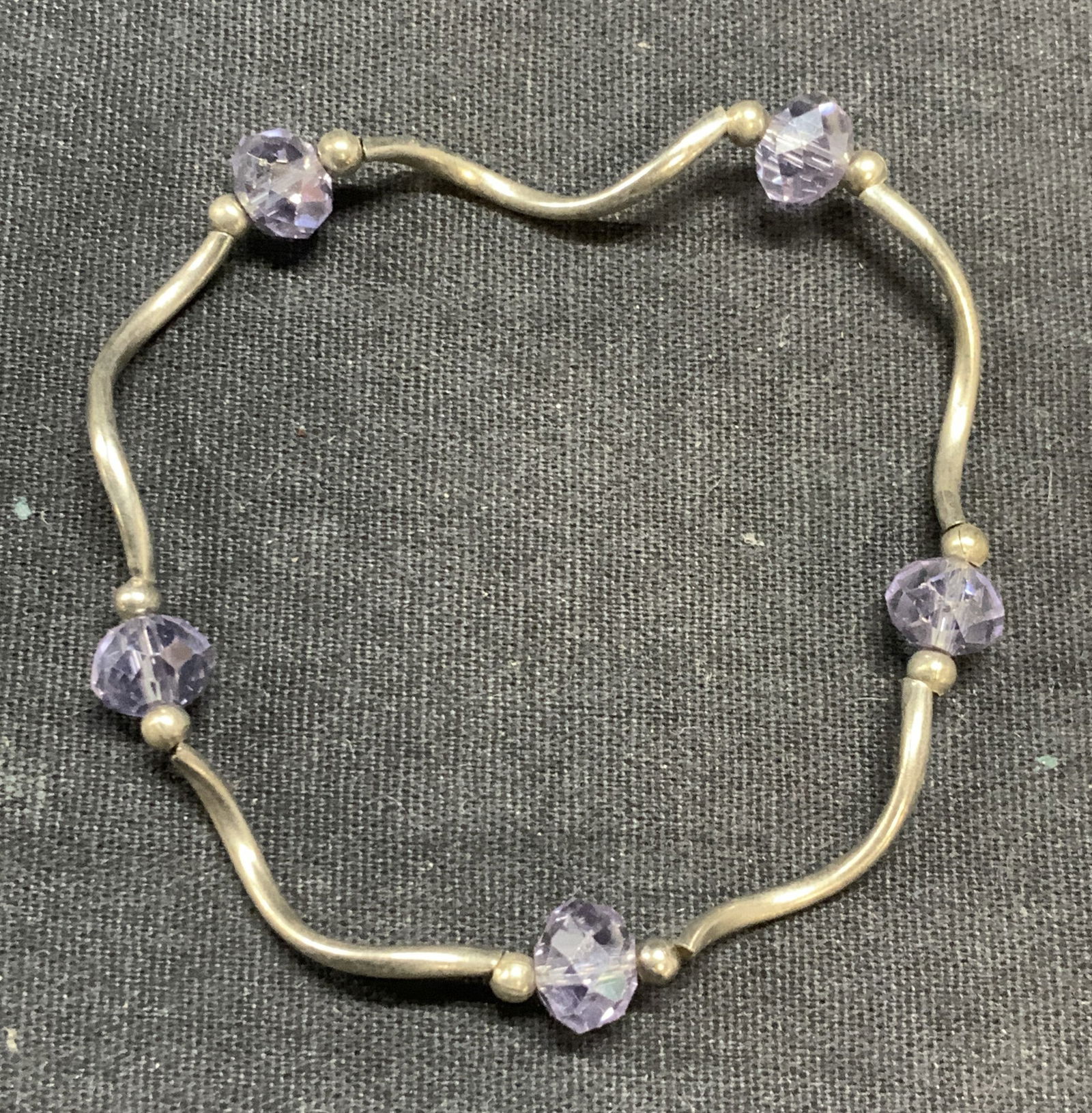 Silver Tone Purple Crystal Bracelet (1 of 6)