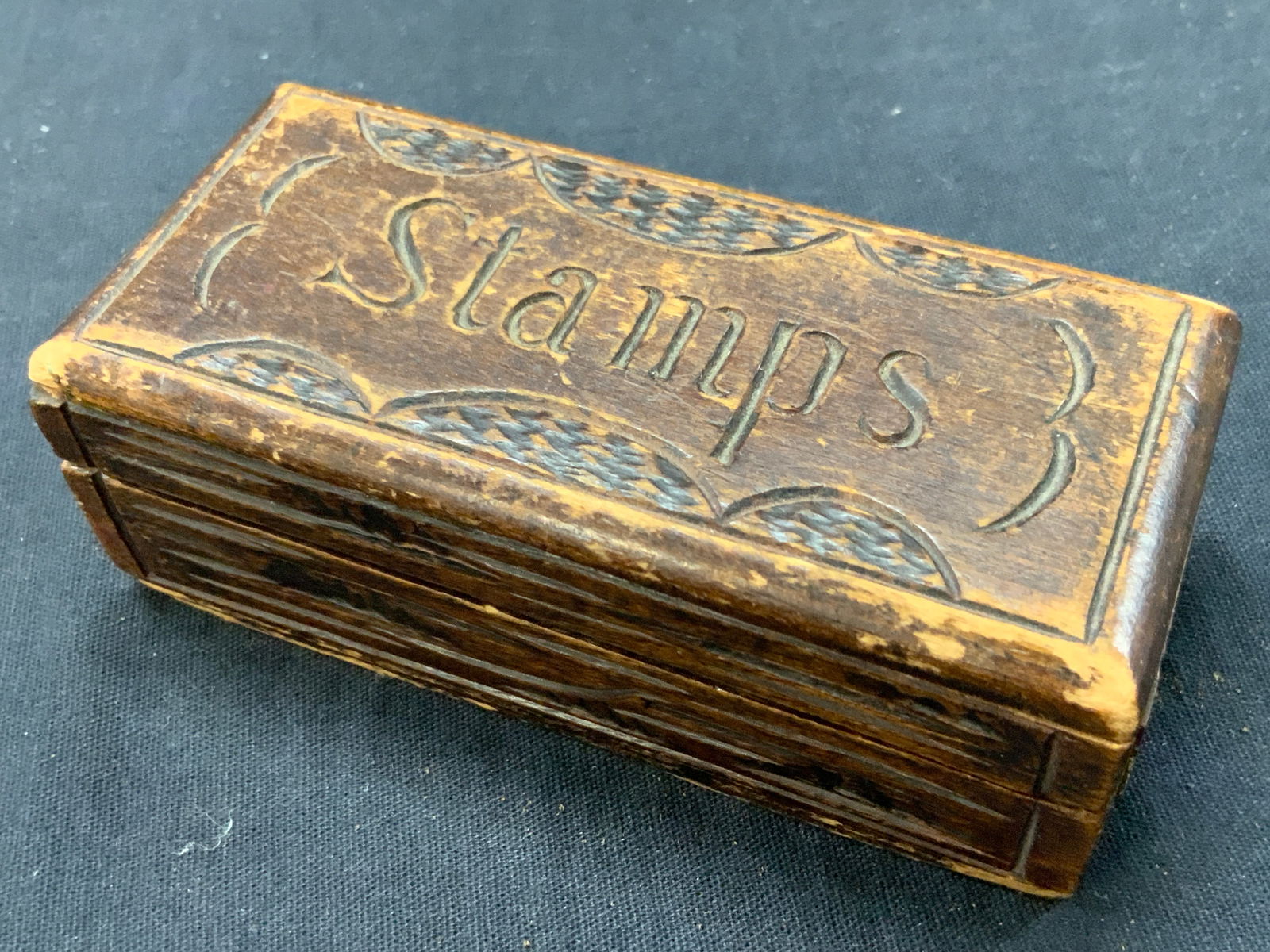 Vntg Carved Wooden Stamps Box (1 of 7)