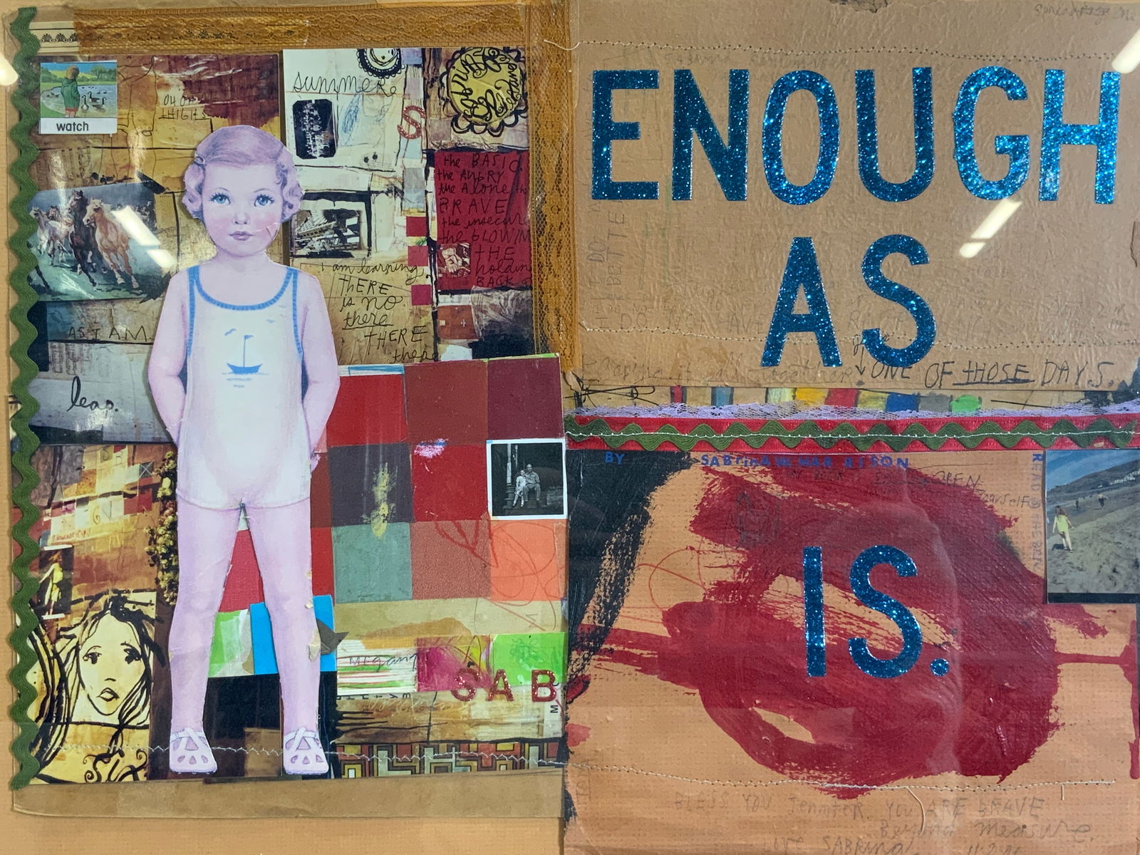 Framed Mixed Media Collage Enough As Is (1 of 15)