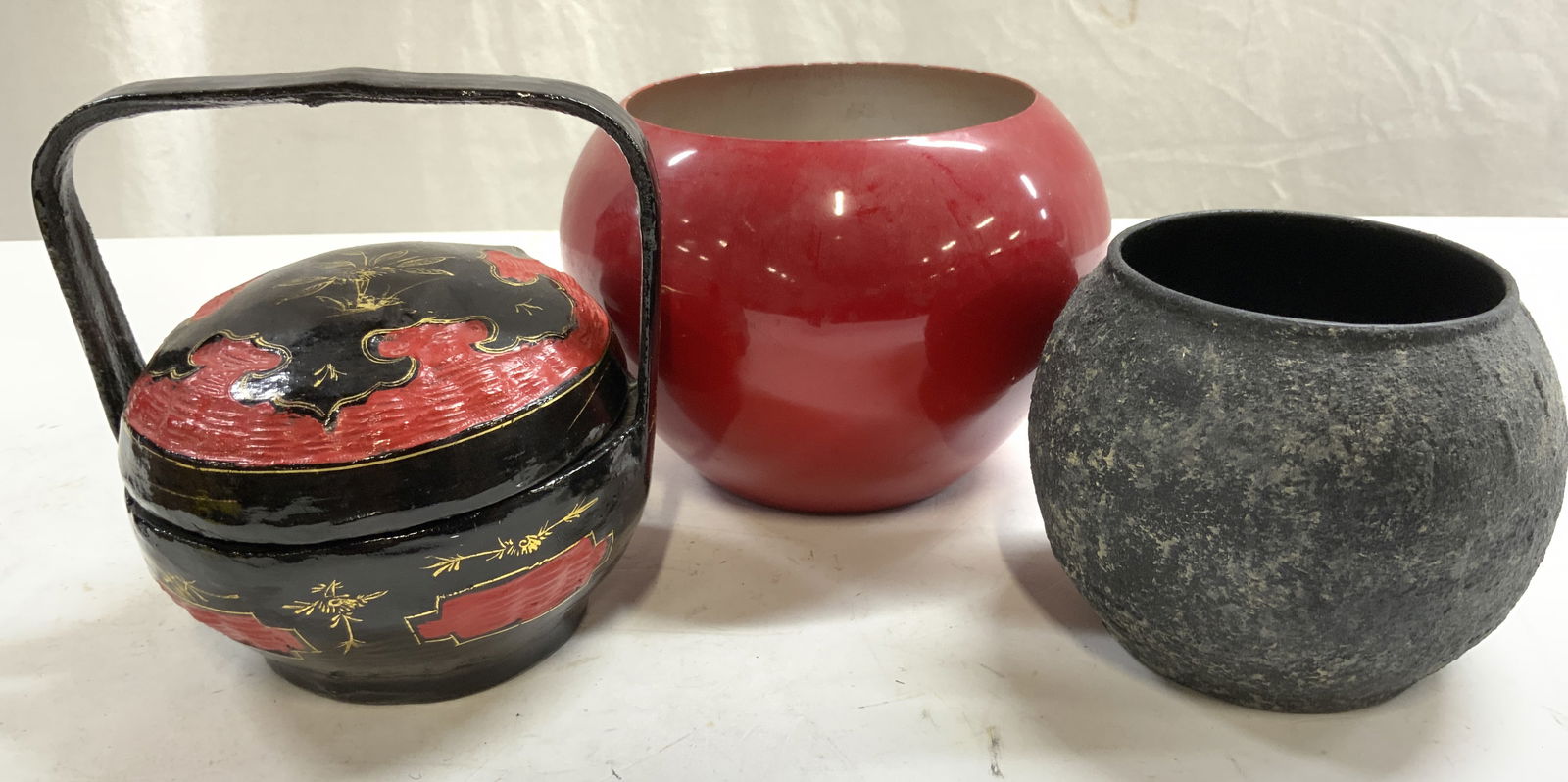 Lot 3 Asst Lacquer, Glass & Enameled Vessels (1 of 9)