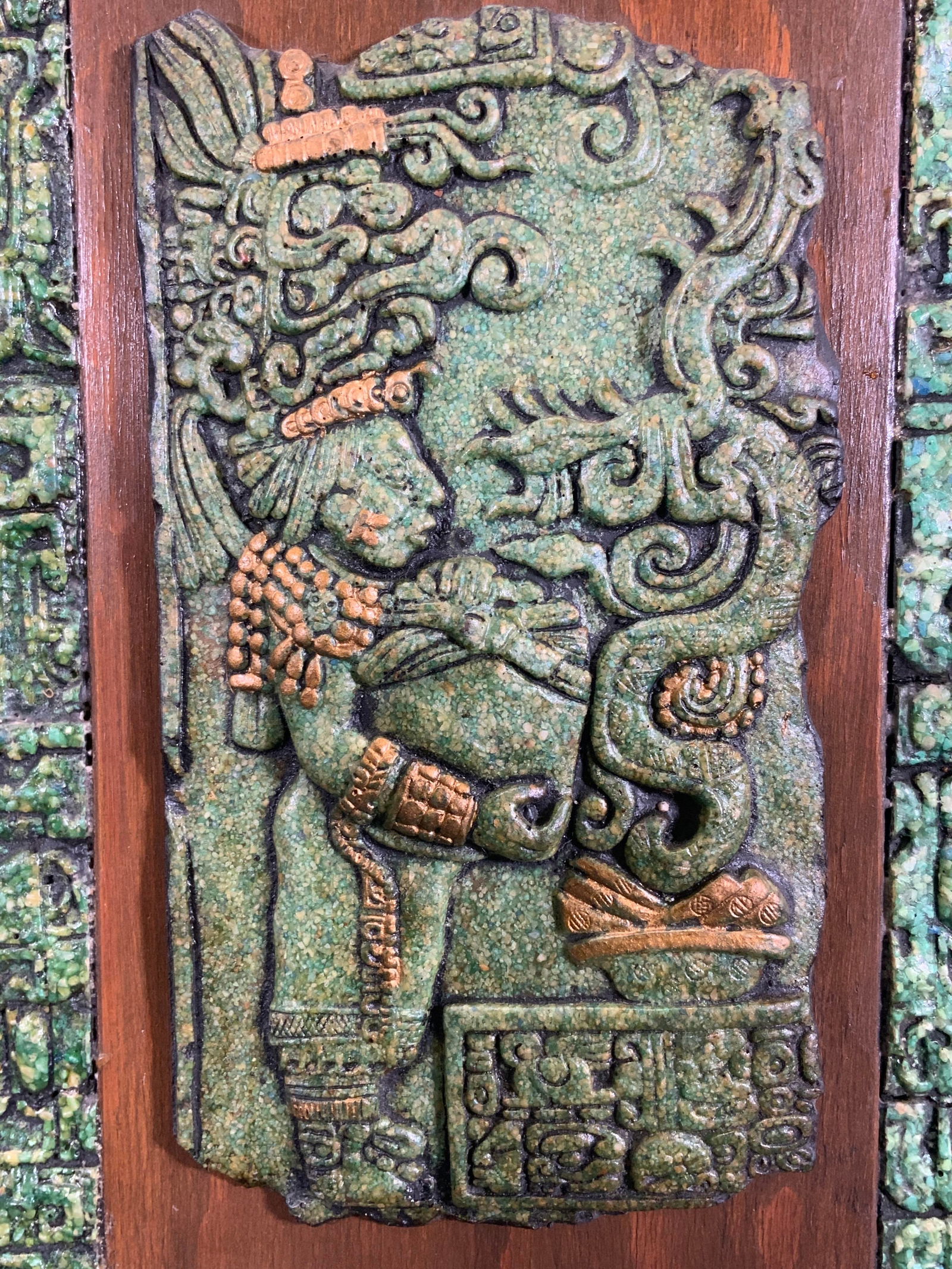 Aztec Mayan Crushed Malachite Plaque (1 of 8)
