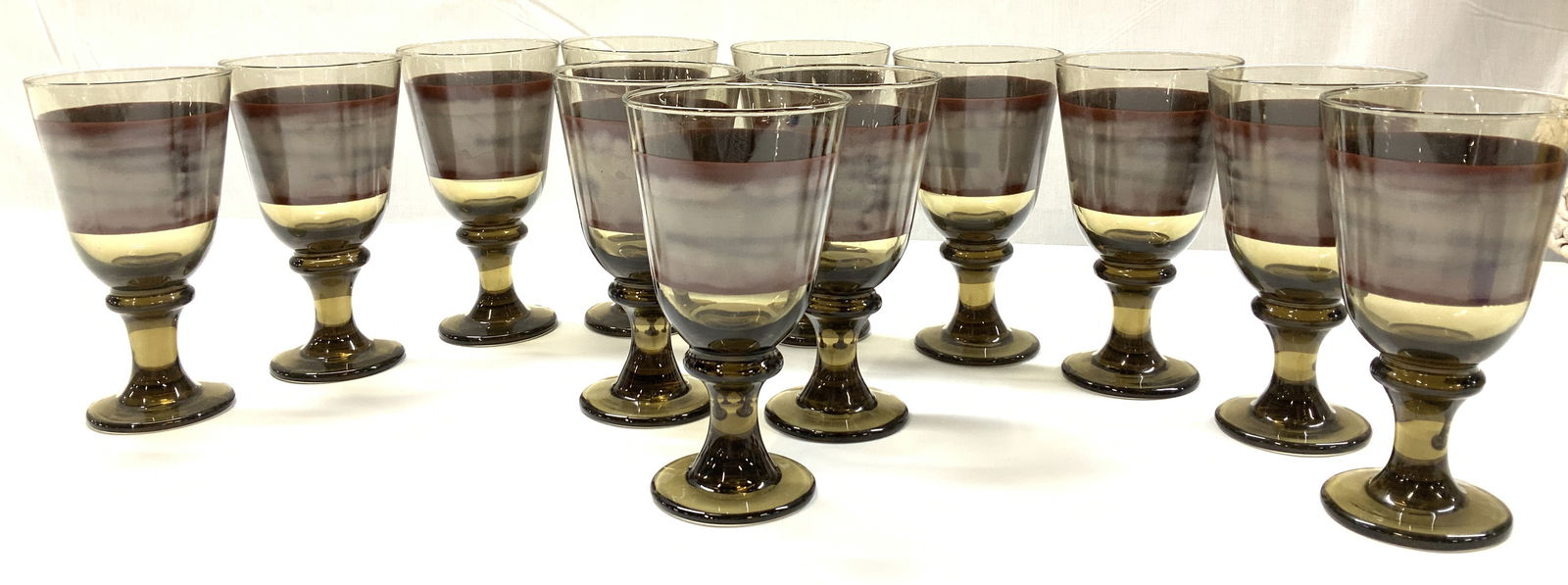 12 Mid Century Blown Glass Goblets (1 of 6)