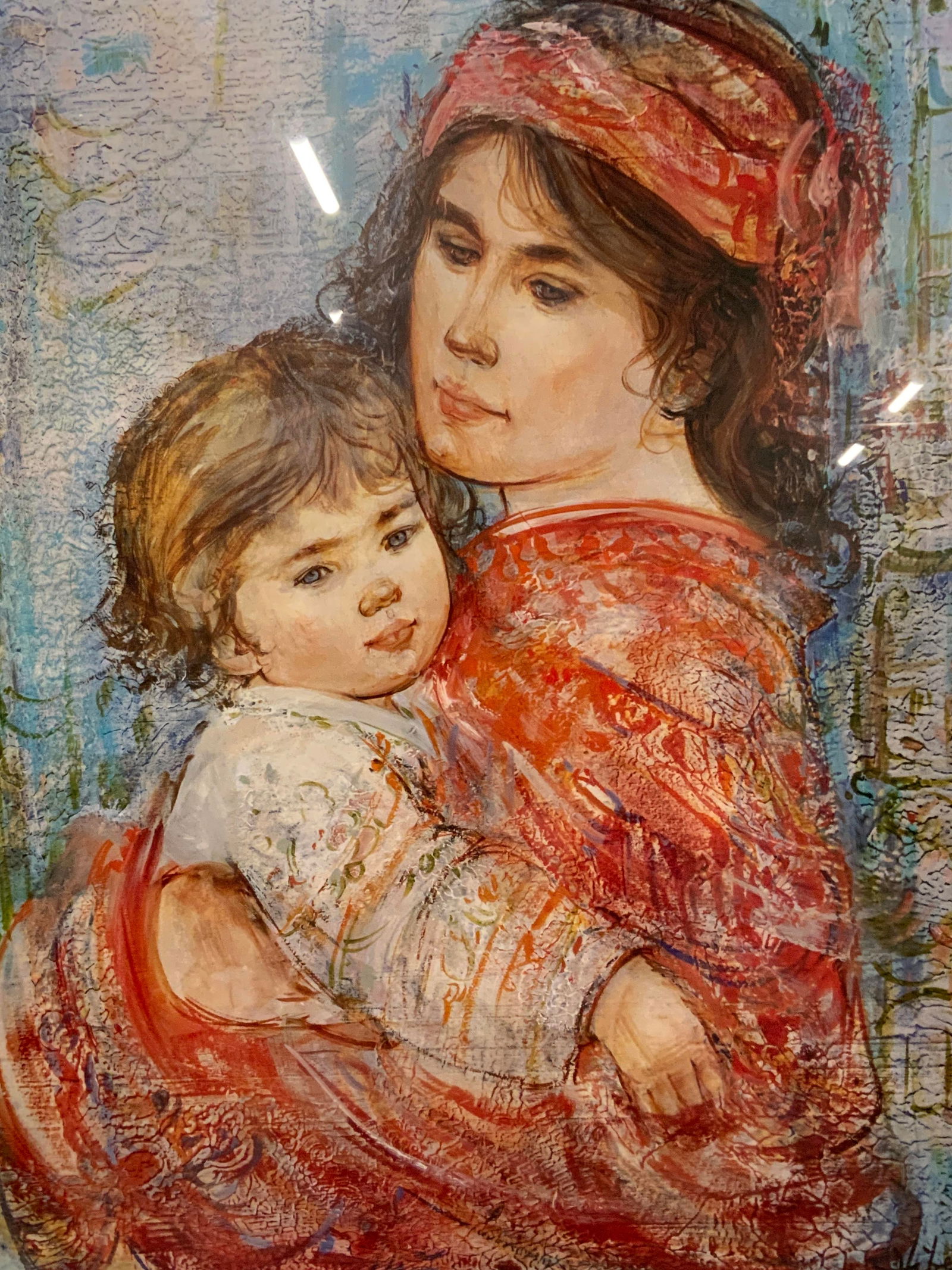 Vintage Edna Hibel Large Mother & Baby Lithograph (1 of 9)