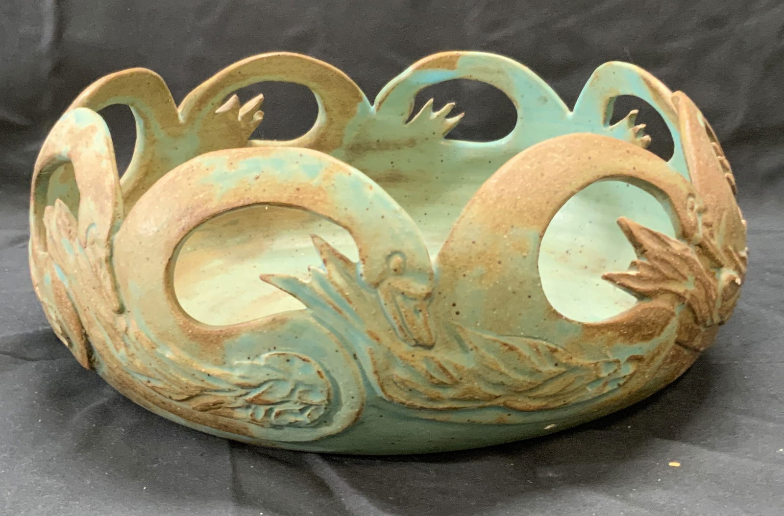 Signed Ceramic Swan Centerpiece Bowl (1 of 7)
