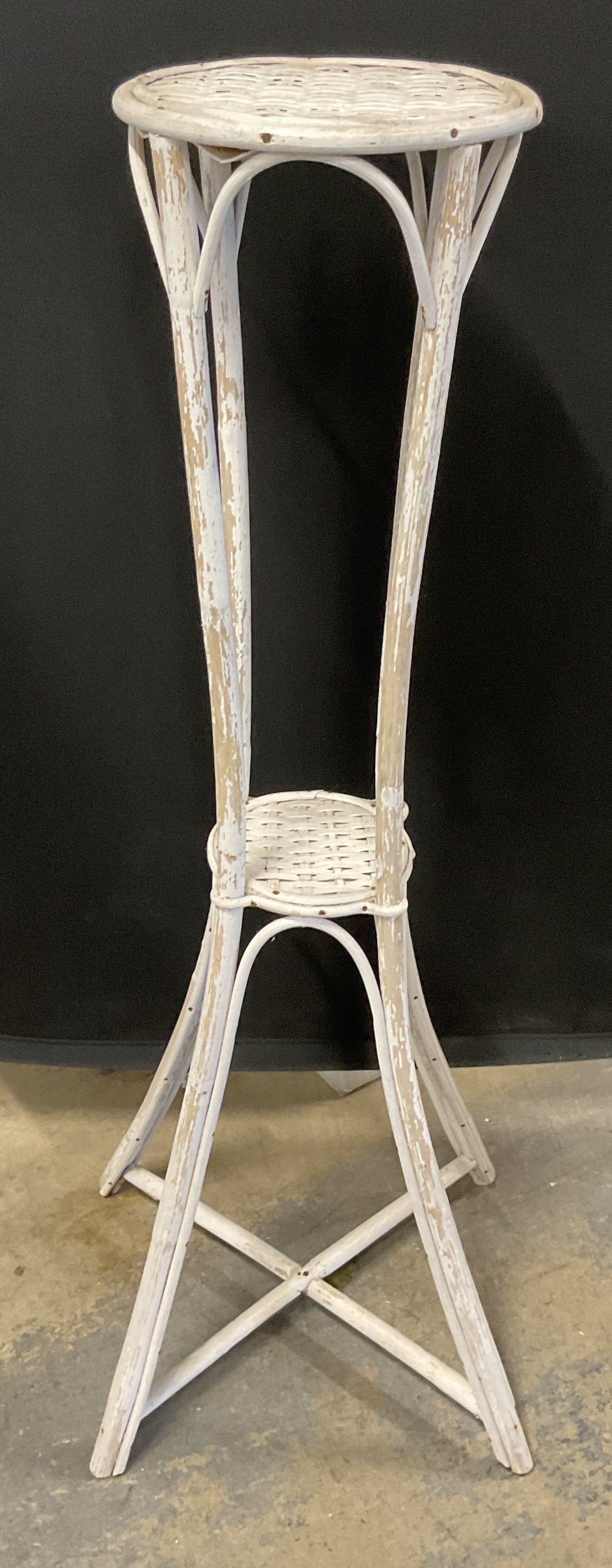 Vintage White Wood Plant Stand Accent Table (1 of 6)