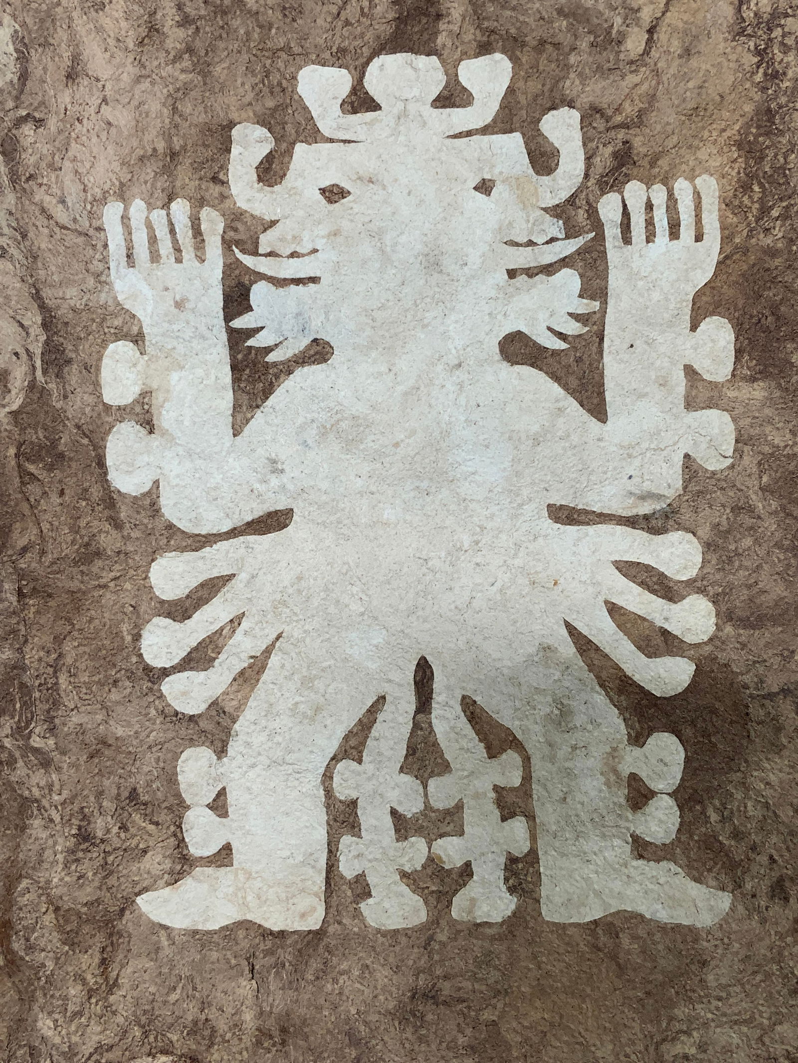 Two Headed Figure on Handmade Paper Folk Art (1 of 8)