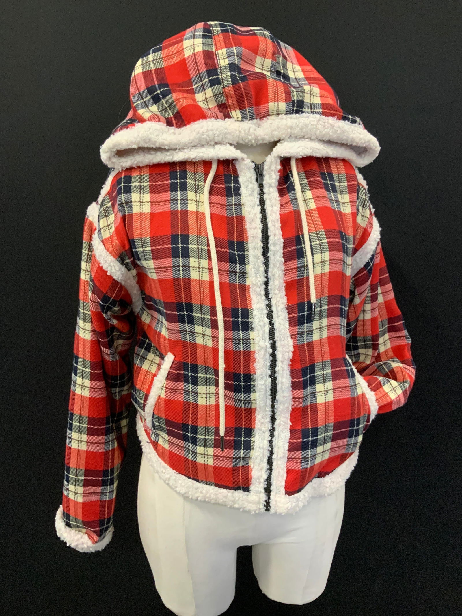 Mags & Pye Cotton Blend Plaid Hooded Jacket (1 of 7)