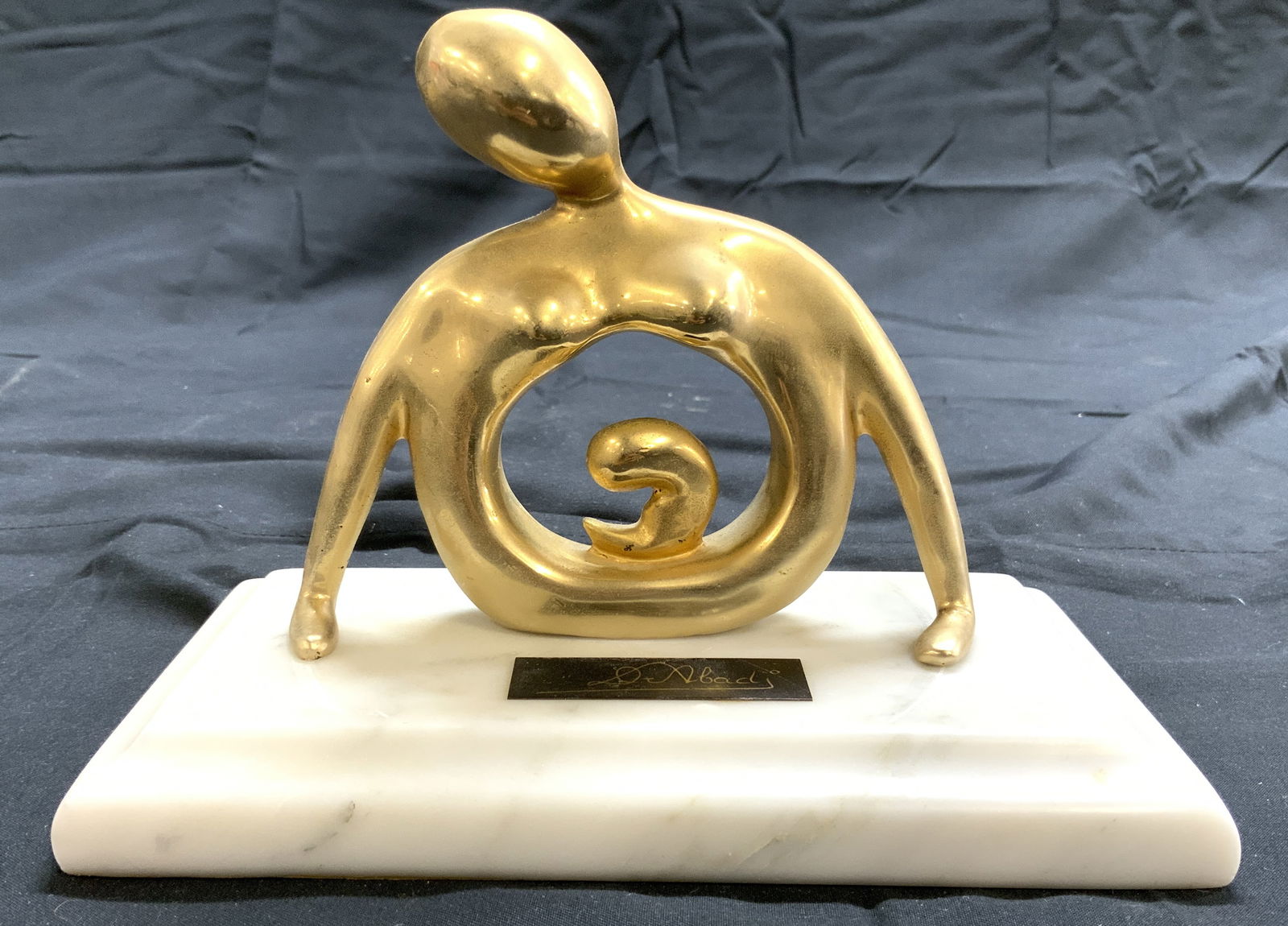 I ABADI Signed Gilt Metal Modernist Sculpture (1 of 8)