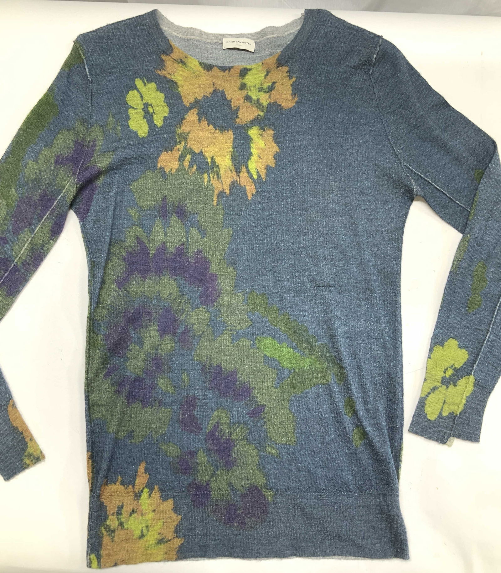 Dries Van Noten Long Sleeve Silk & Alpaca Top, Bel (1 of 7)