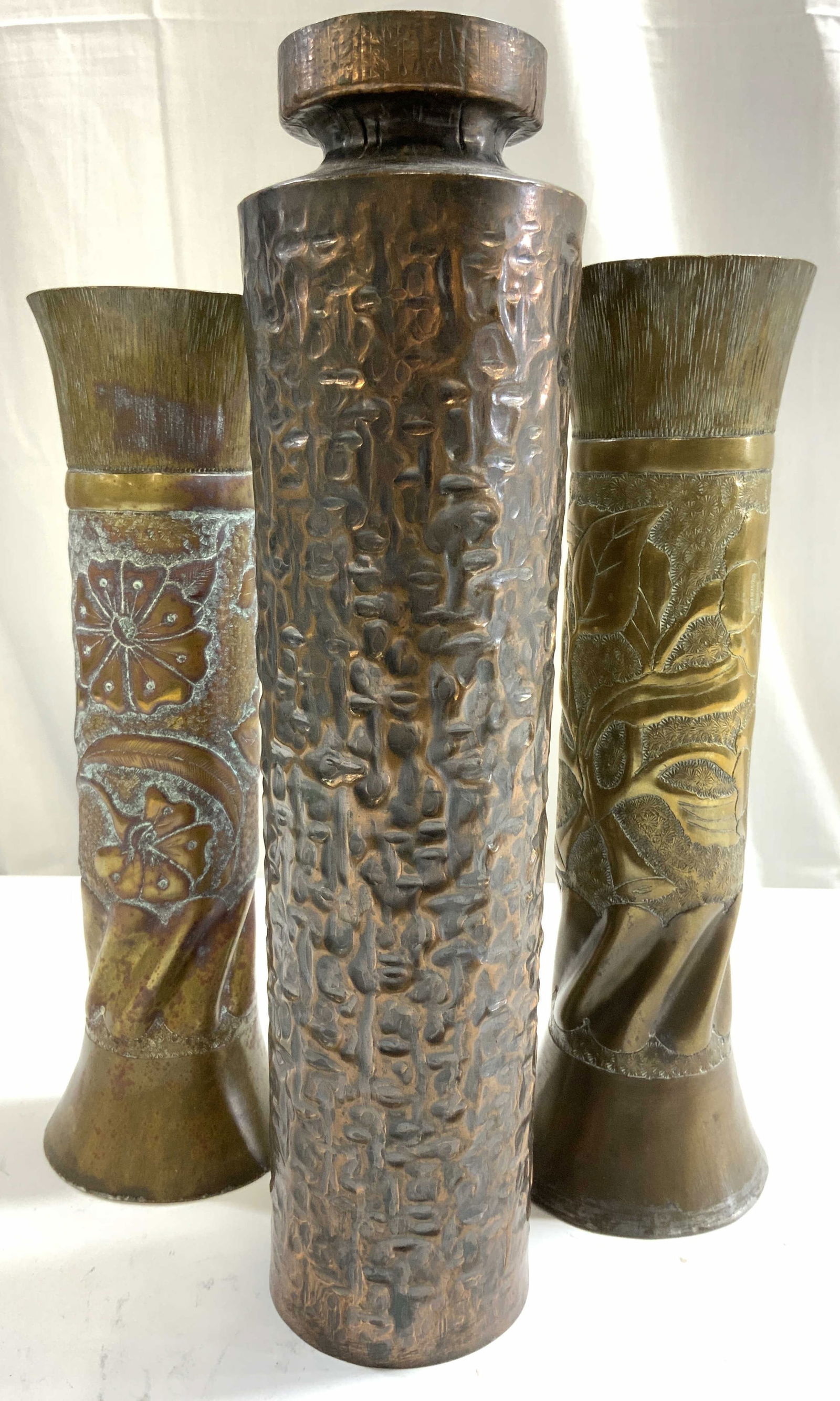 Lot 3 Gilt Metal Trench Art Vessels (1 of 8)