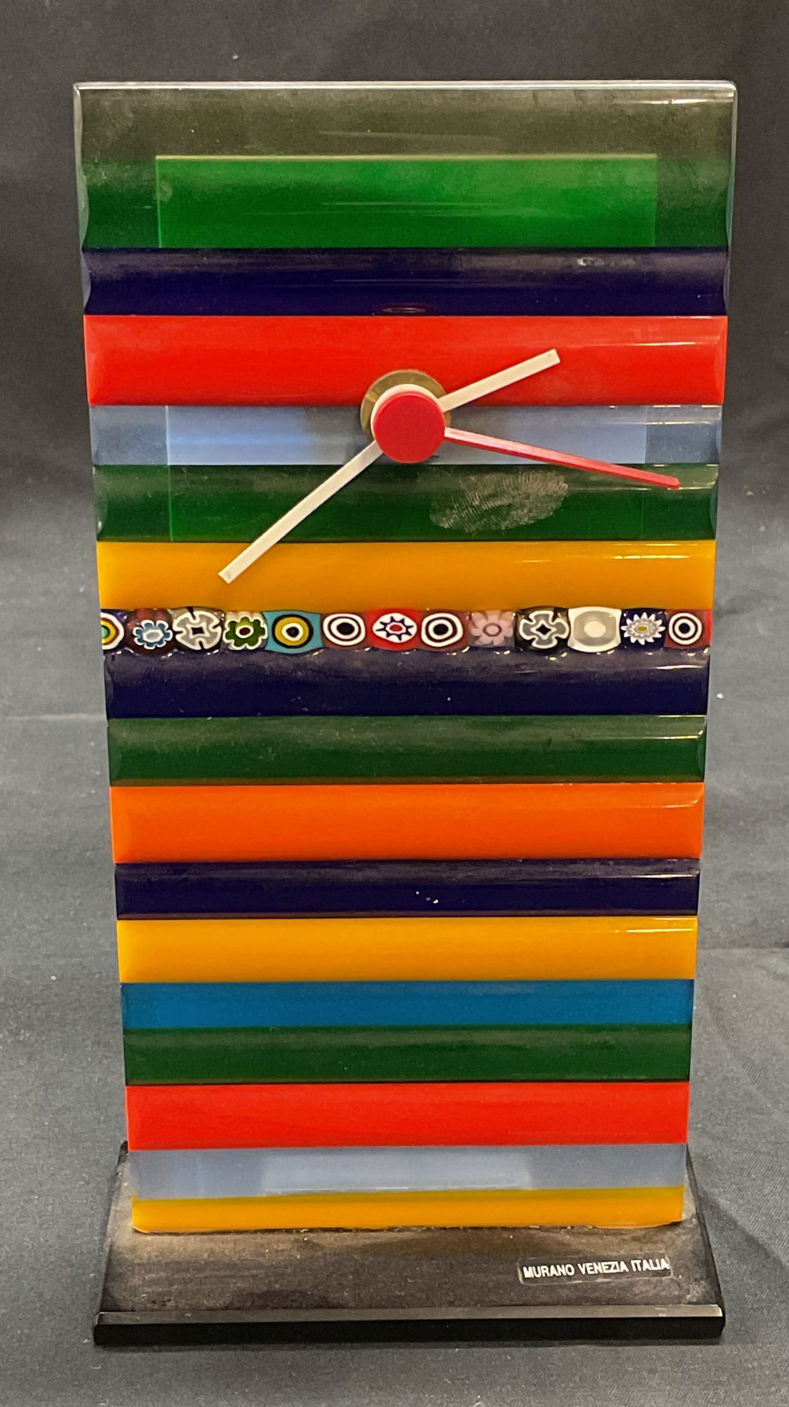 MURANO Multi Color Art Glass Clock, Italy (1 of 7)
