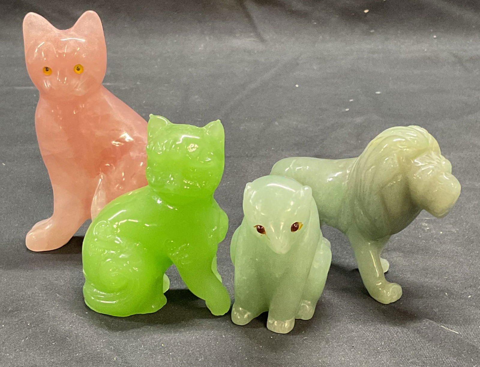 Lot 4 Carved Pink & Green Quartz Animal Figurals (1 of 9)
