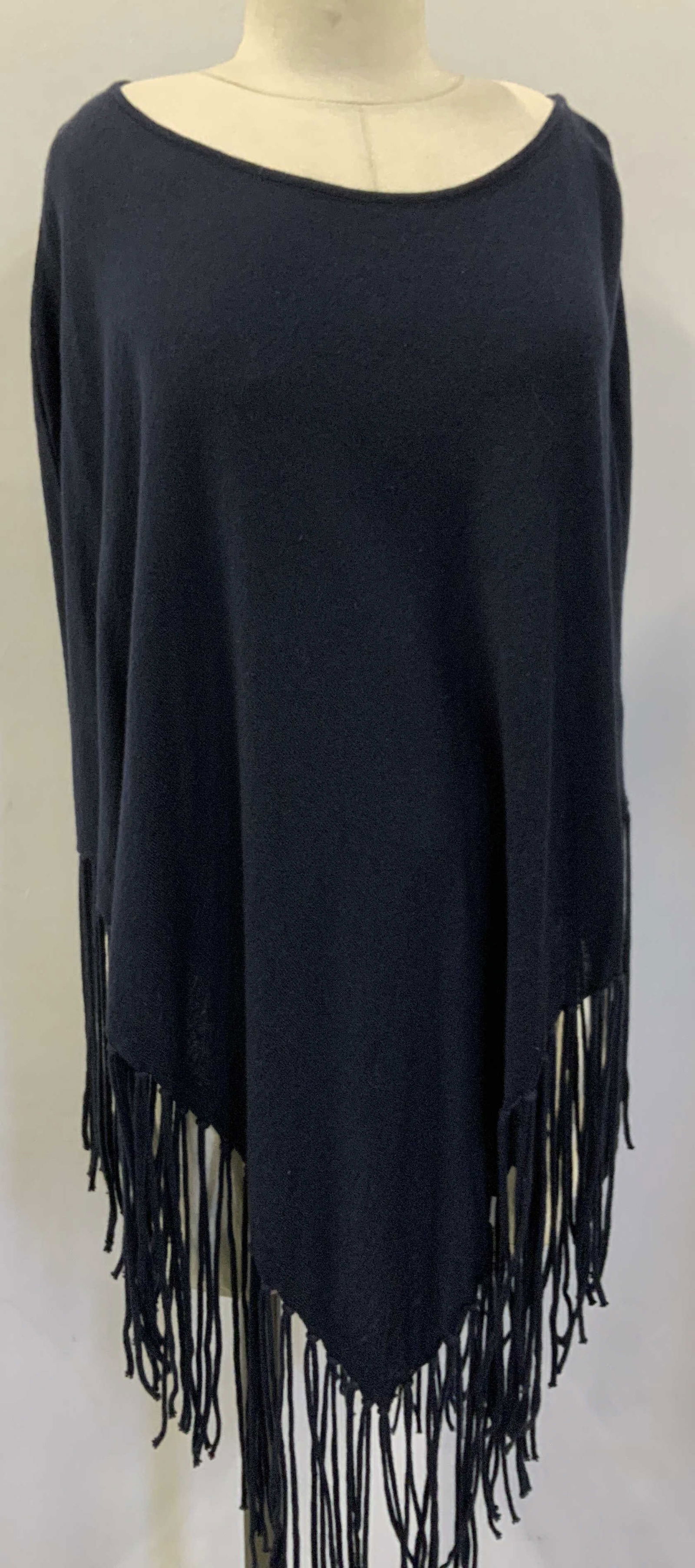Acrobat Navy Cotton & Cashmere Knit Poncho (1 of 7)