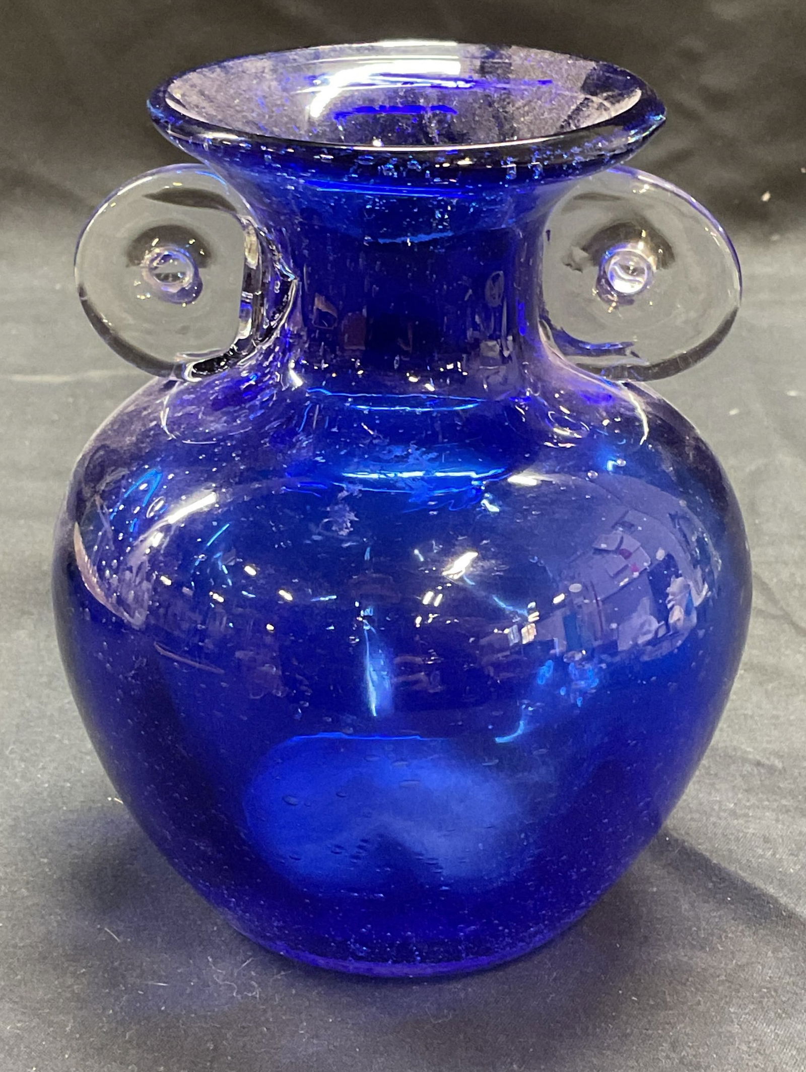 Hand Blown Cobalt Blue Art Glass Vase (1 of 6)