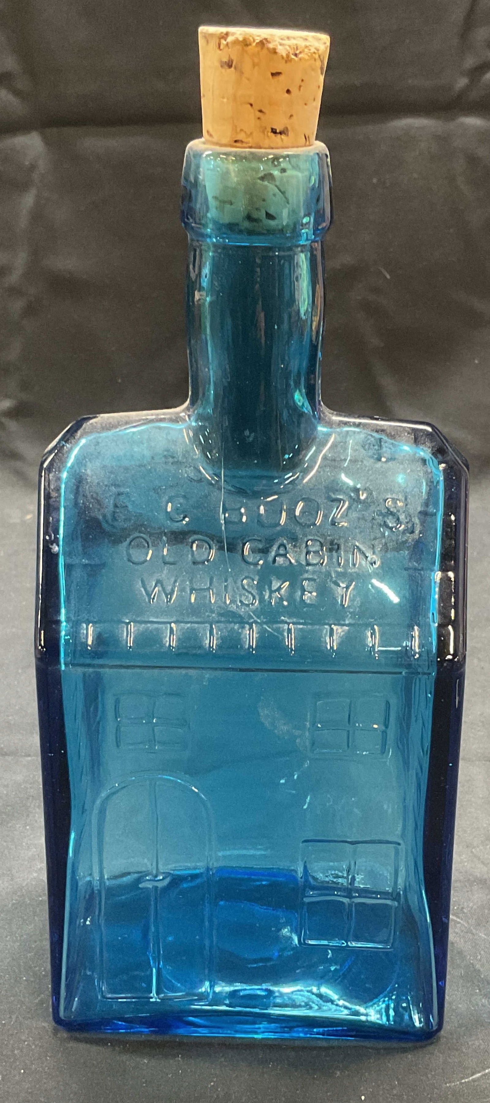 Vntg E. C. Boozs Old Cabin Whiskey Glass Bottle (1 of 6)