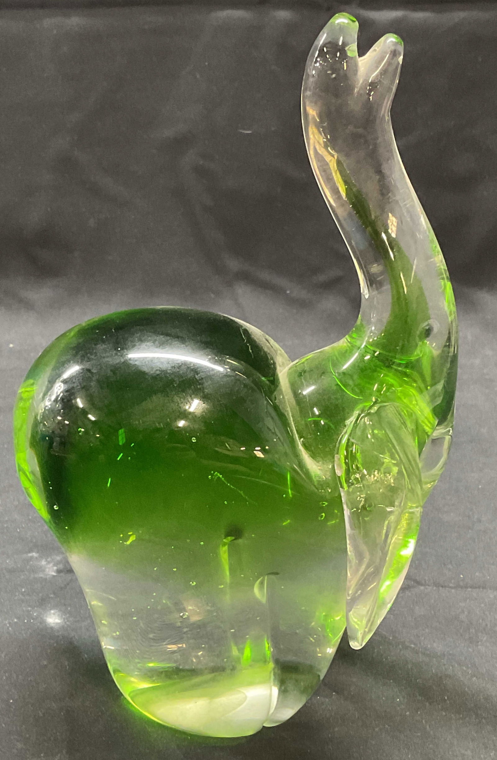 Signed Crystal Clear Green Elephant Figural (1 of 6)